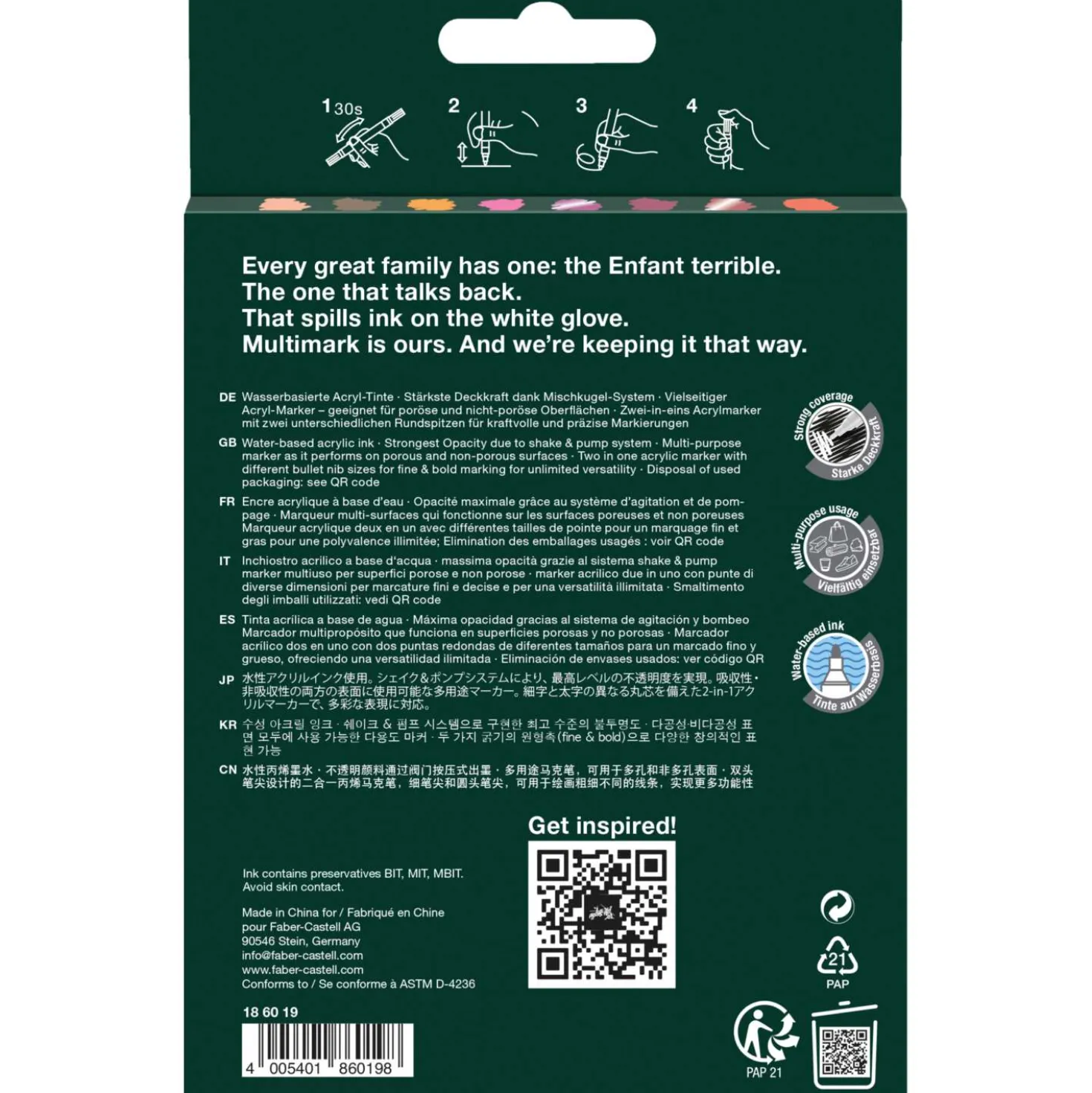 FABER-CASTELL Acrylic Marker Multimark Set 6+2 ''Flame''