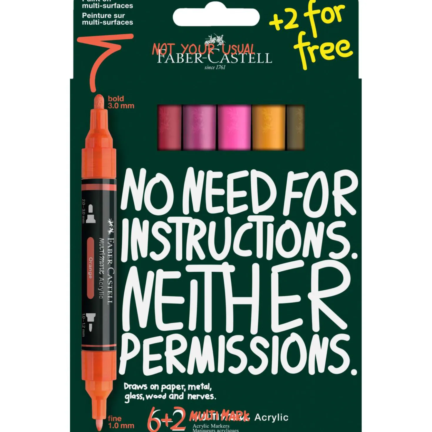 FABER-CASTELL Acrylic Marker Multimark Set 6+2 ''Flame''