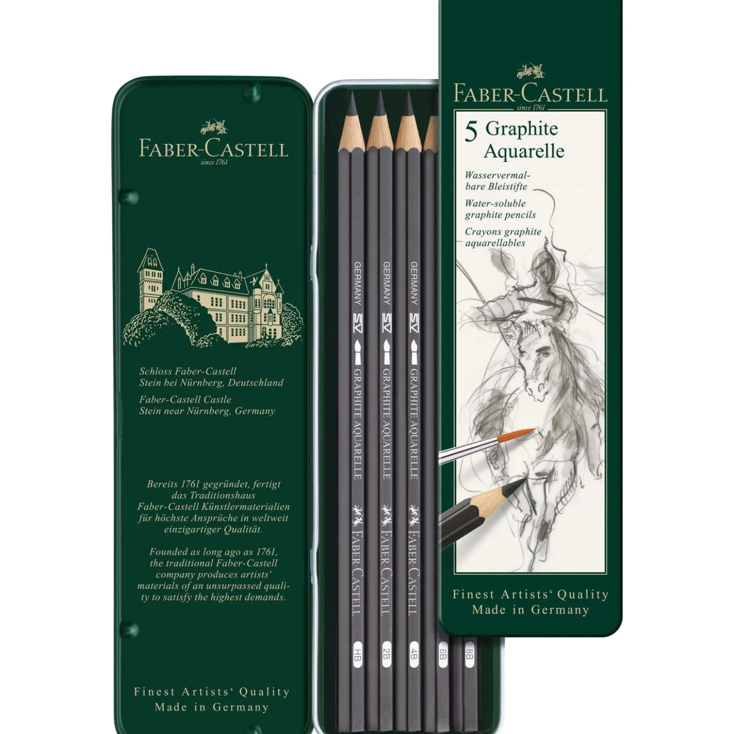 FABER-CASTELL Aquarellbleistift GRAPHITE AQUARELLE 5er Etui