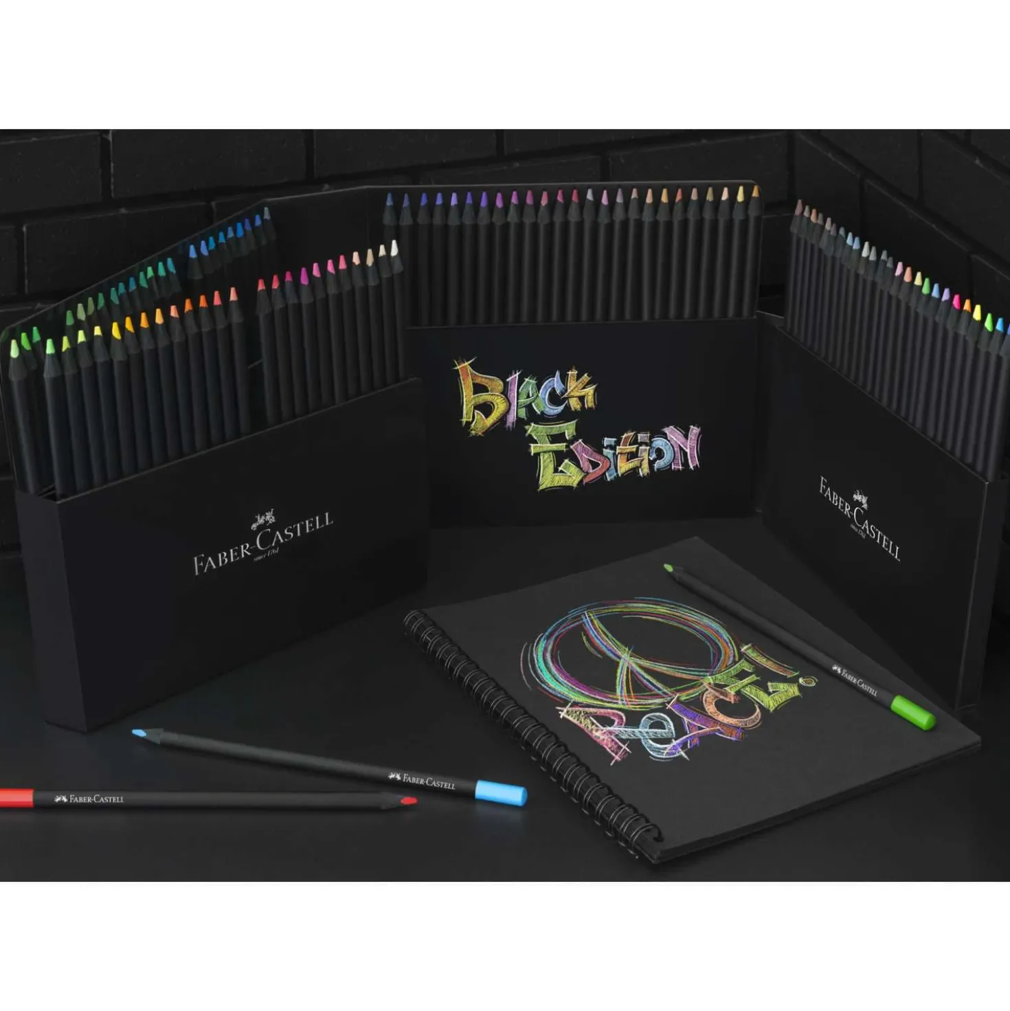 FABER-CASTELL Black Edition Buntstifte, Kartonetui + Aufsteller Stifte Halter, Sets