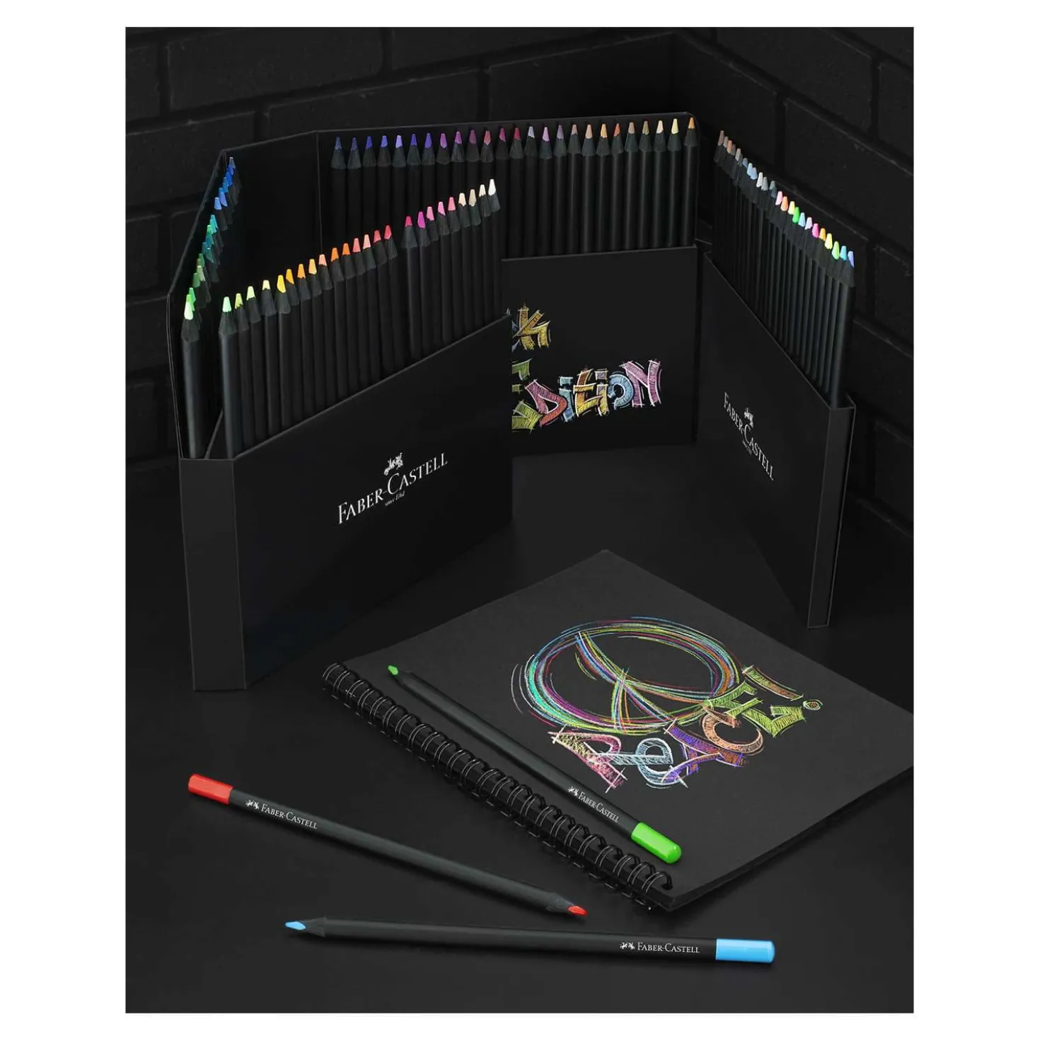 FABER-CASTELL Black Edition Buntstifte, Kartonetui + Aufsteller Stifte Halter, Sets