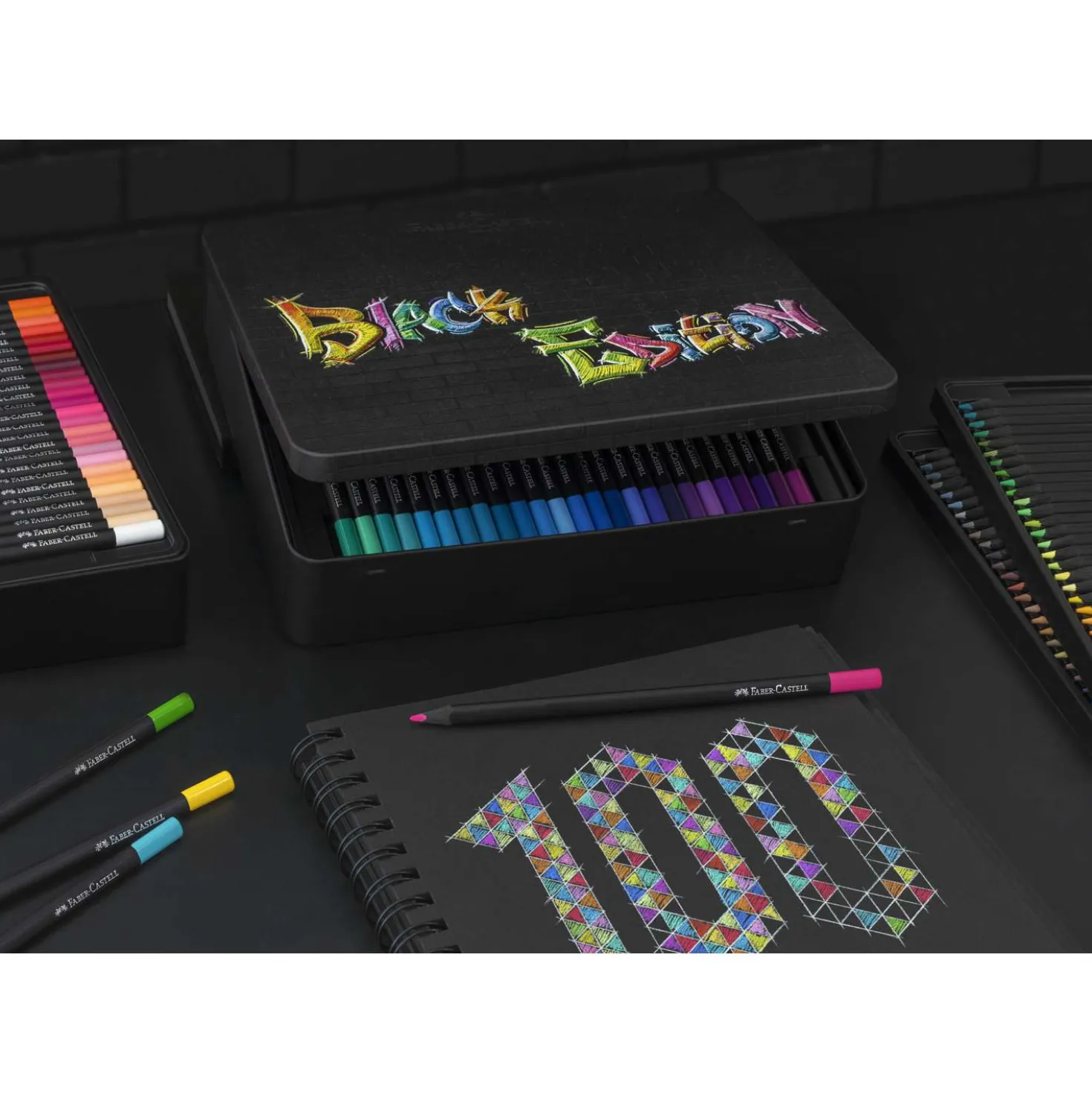 FABER-CASTELL Black Edition Buntstifte, 100er-Metalletui