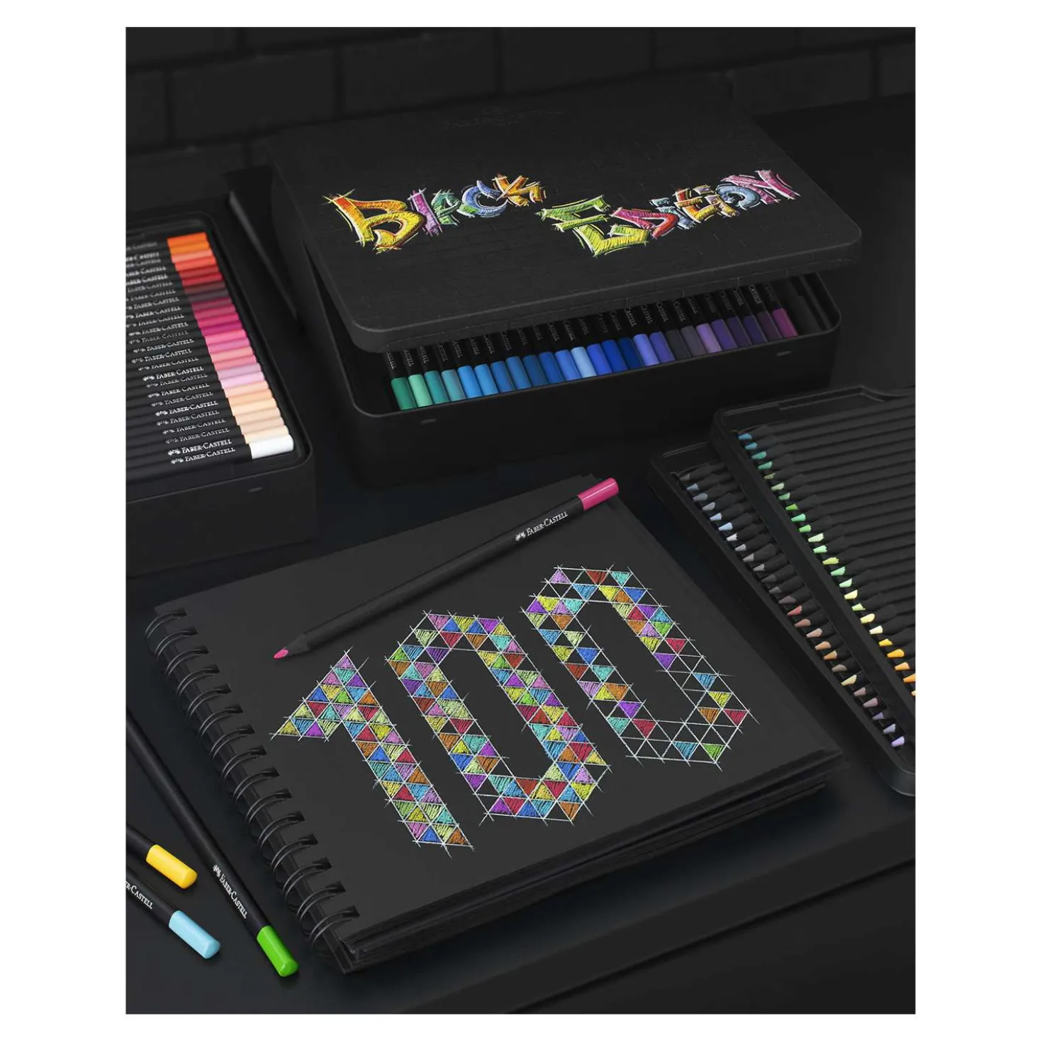 FABER-CASTELL Black Edition Buntstifte, 100er-Metalletui