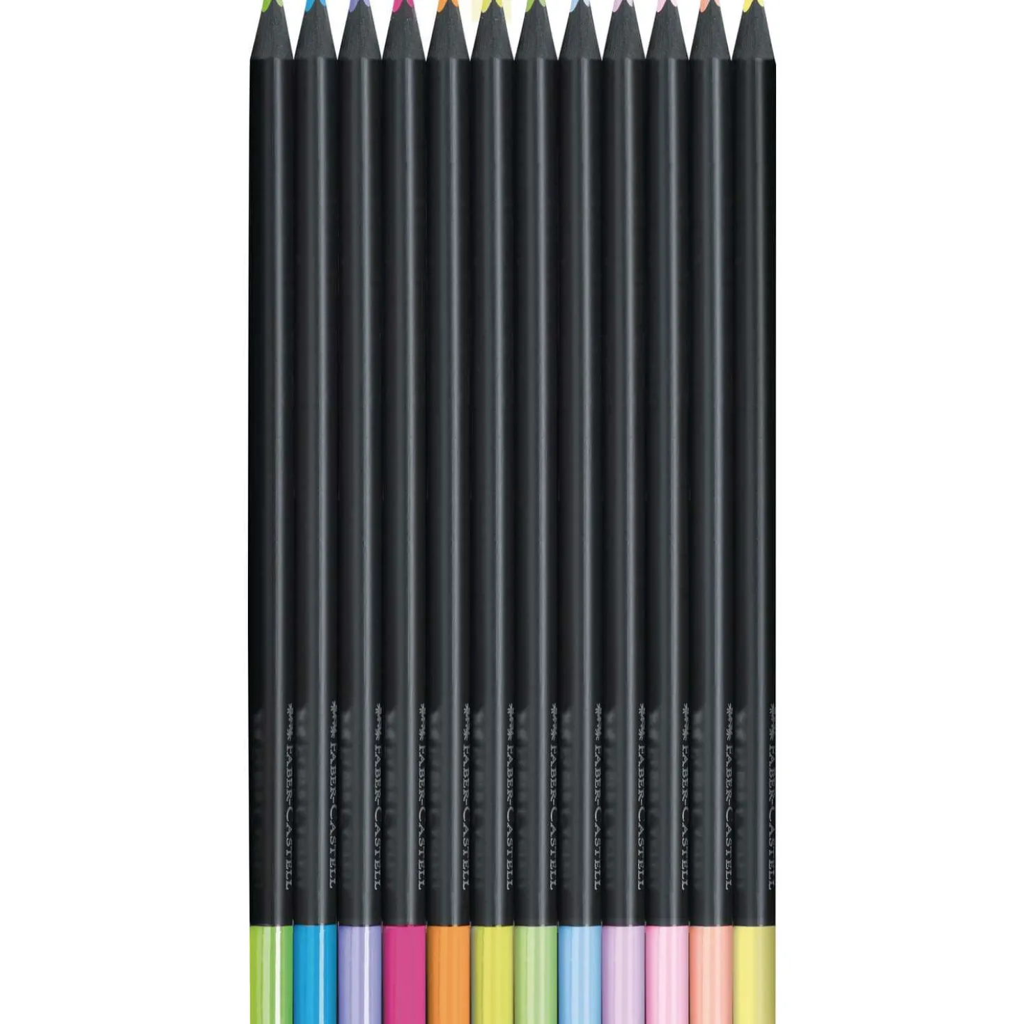 FABER-CASTELL Black Edition Buntstifte Neon & Pastell, 12er-Kartonetui