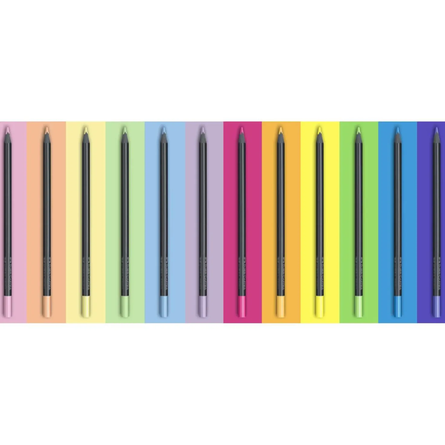 FABER-CASTELL Black Edition Buntstifte Neon & Pastell, 12er-Kartonetui