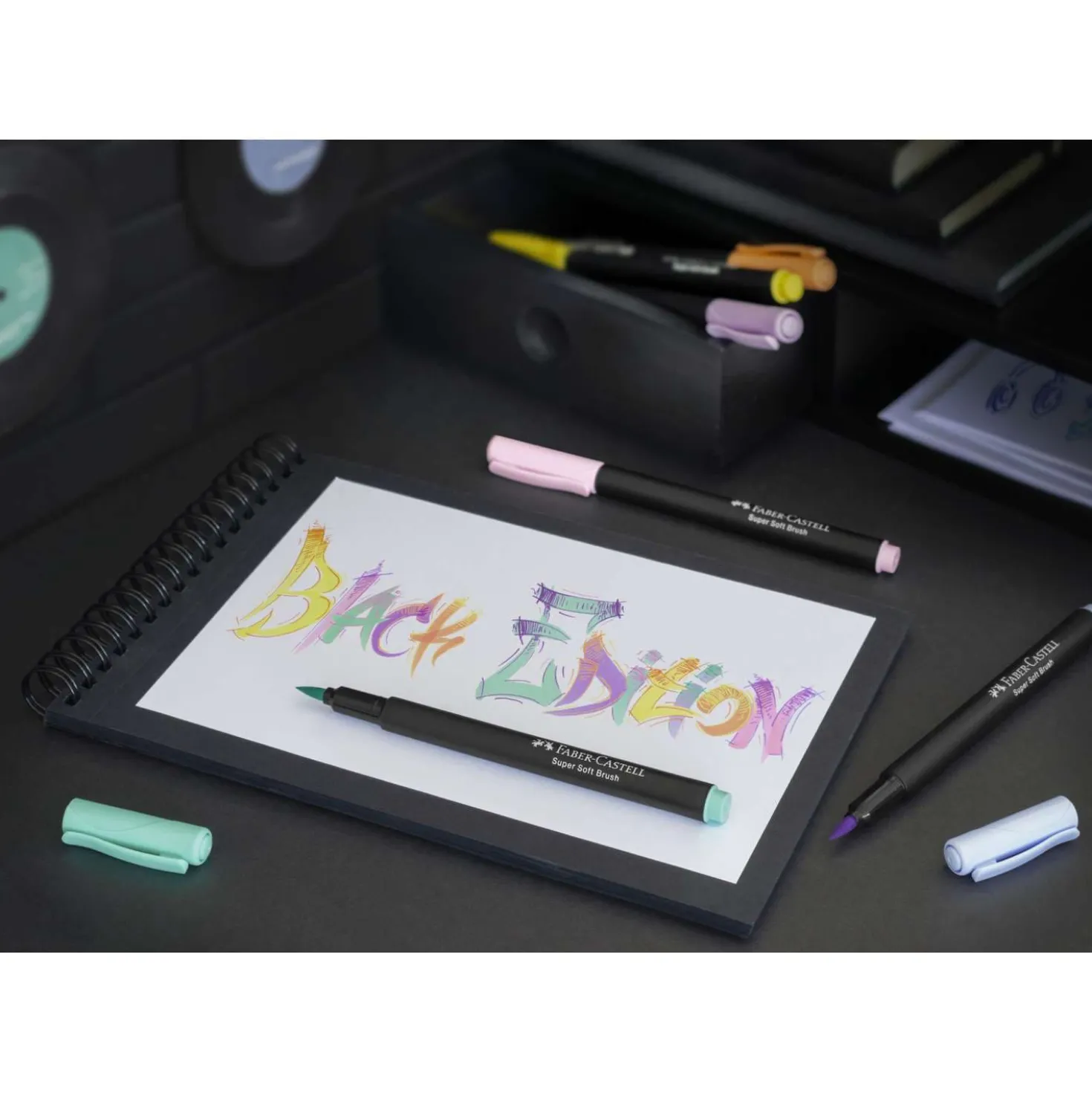 FABER-CASTELL Black Edition, Brush Soft Pen, 6er-Set