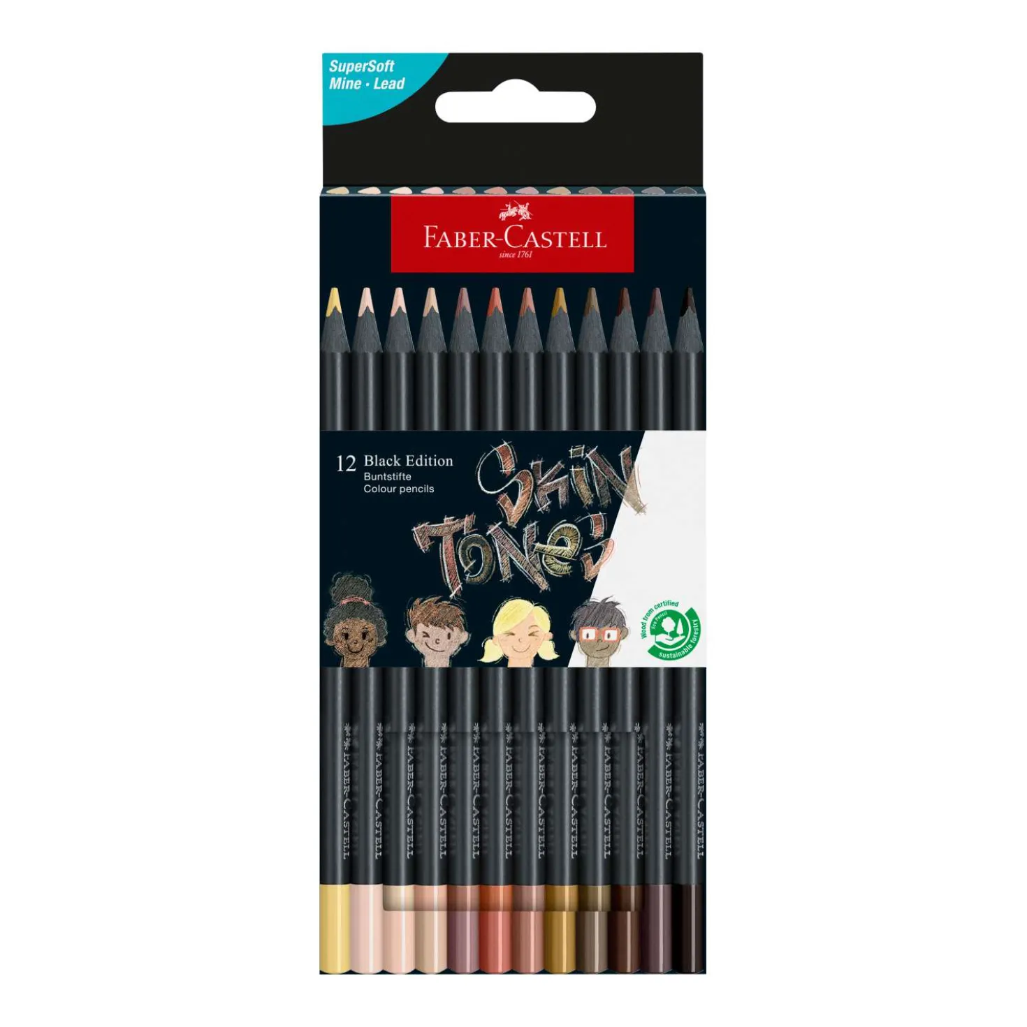 FABER-CASTELL Black Edition Skin Tones, Buntstifte im Karton-Etui
