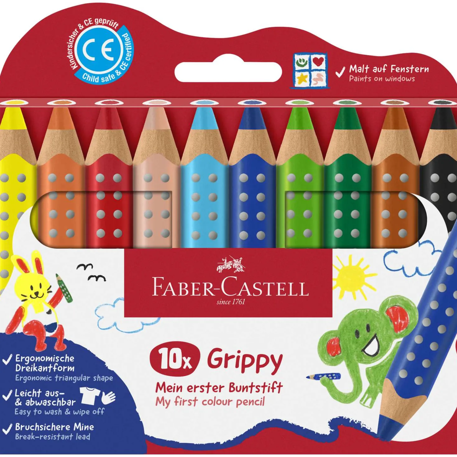 FABER-CASTELL Buntstifte Grippy, 10er-Set