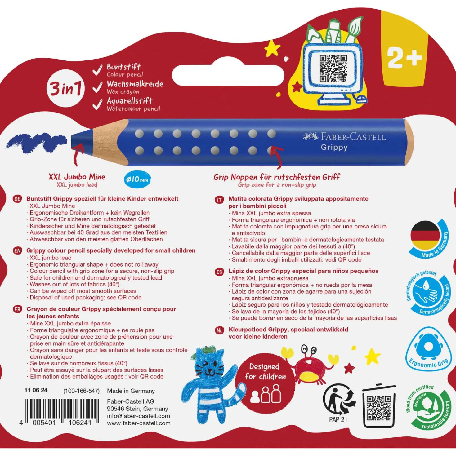 FABER-CASTELL Buntstifte Grippy, 10er-Set