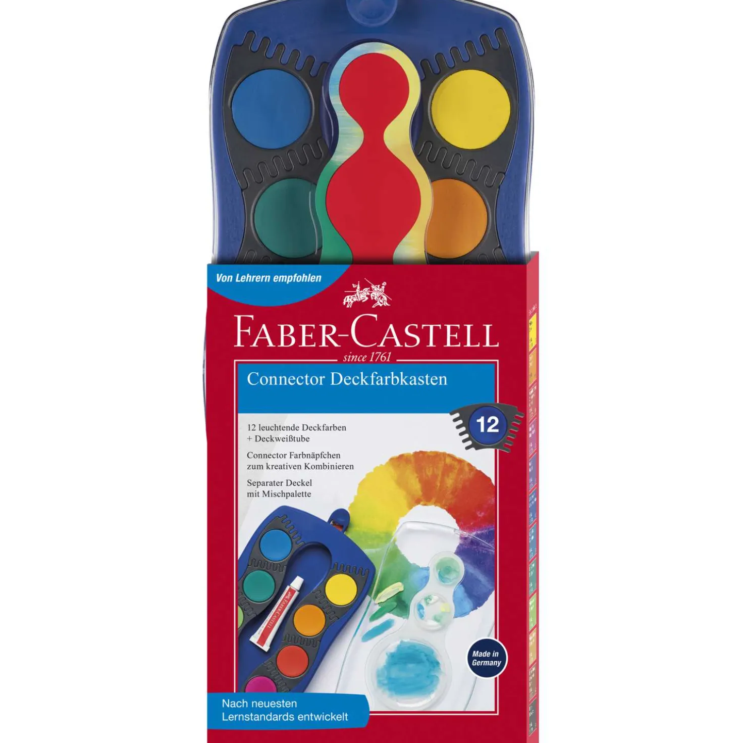 FABER-CASTELL CONNECTOR Farbkasten 12 Farben inkl. Deckweiß