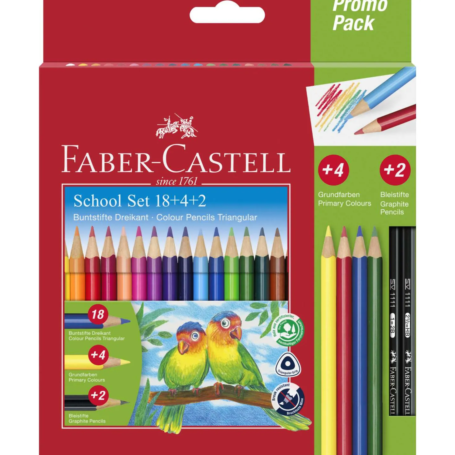 FABER-CASTELL Dreikant-Buntstifte Etui 18+4+2