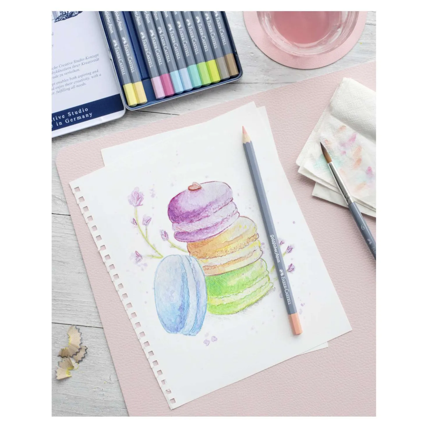 FABER-CASTELL Goldfaber Aqua Aquarellstift, Pastelltöne, 12er Metalletui