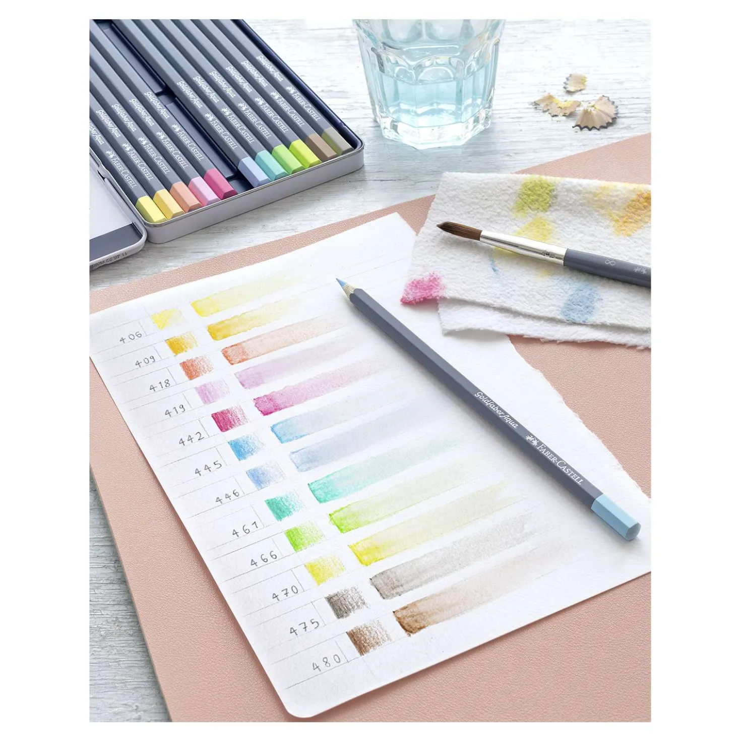 FABER-CASTELL Goldfaber Aqua Aquarellstift, Pastelltöne, 12er Metalletui