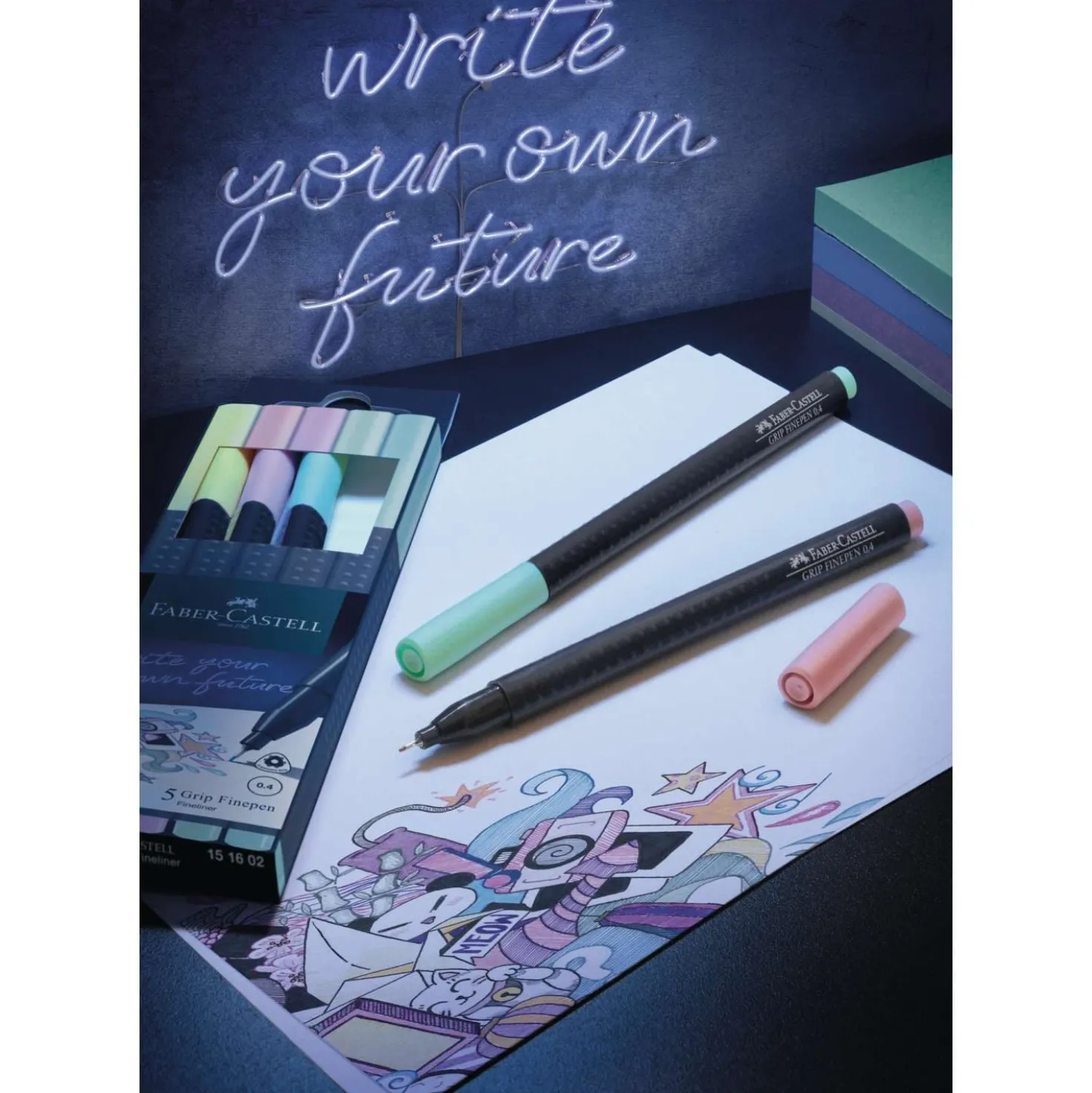 FABER-CASTELL Grip Fineliner, 0.4, 5er-Sets