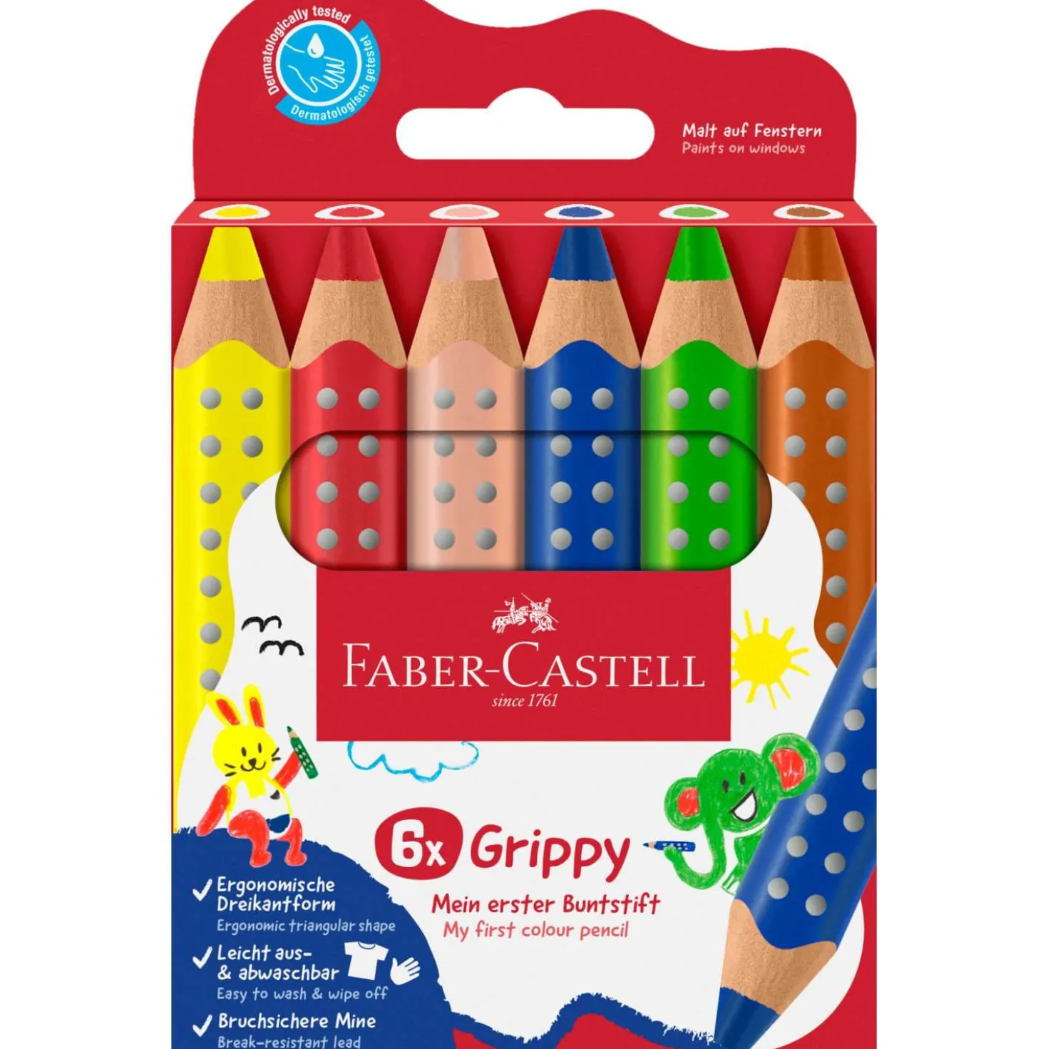 FABER-CASTELL Grippy 6er-Set Buntstifte