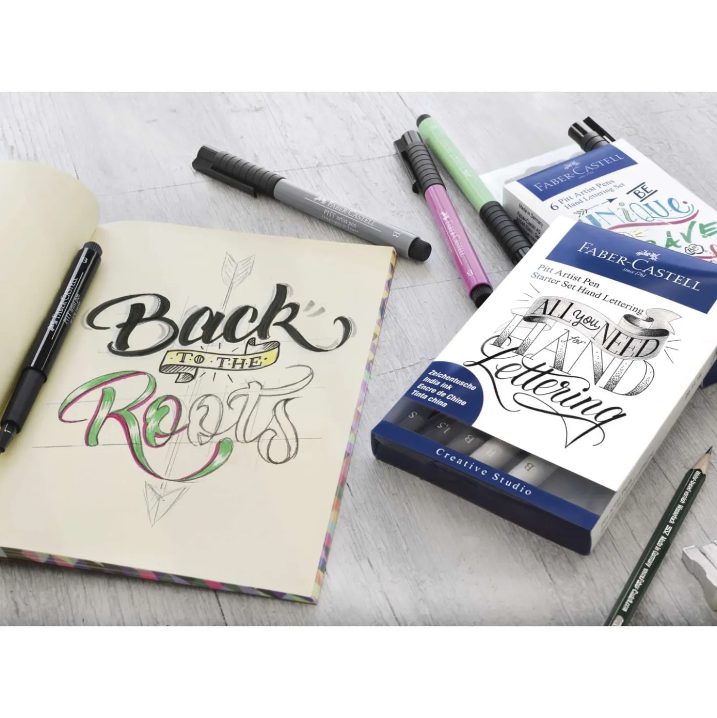 FABER-CASTELL PITT Artist Hand Lettering Tuschestift Set, Grautöne