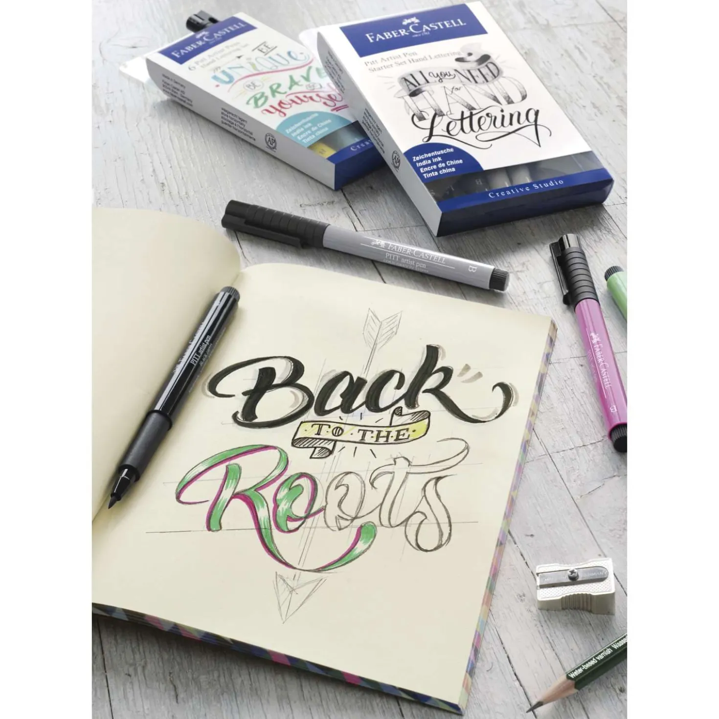 FABER-CASTELL PITT Artist Hand Lettering Tuschestift Set, Grautöne