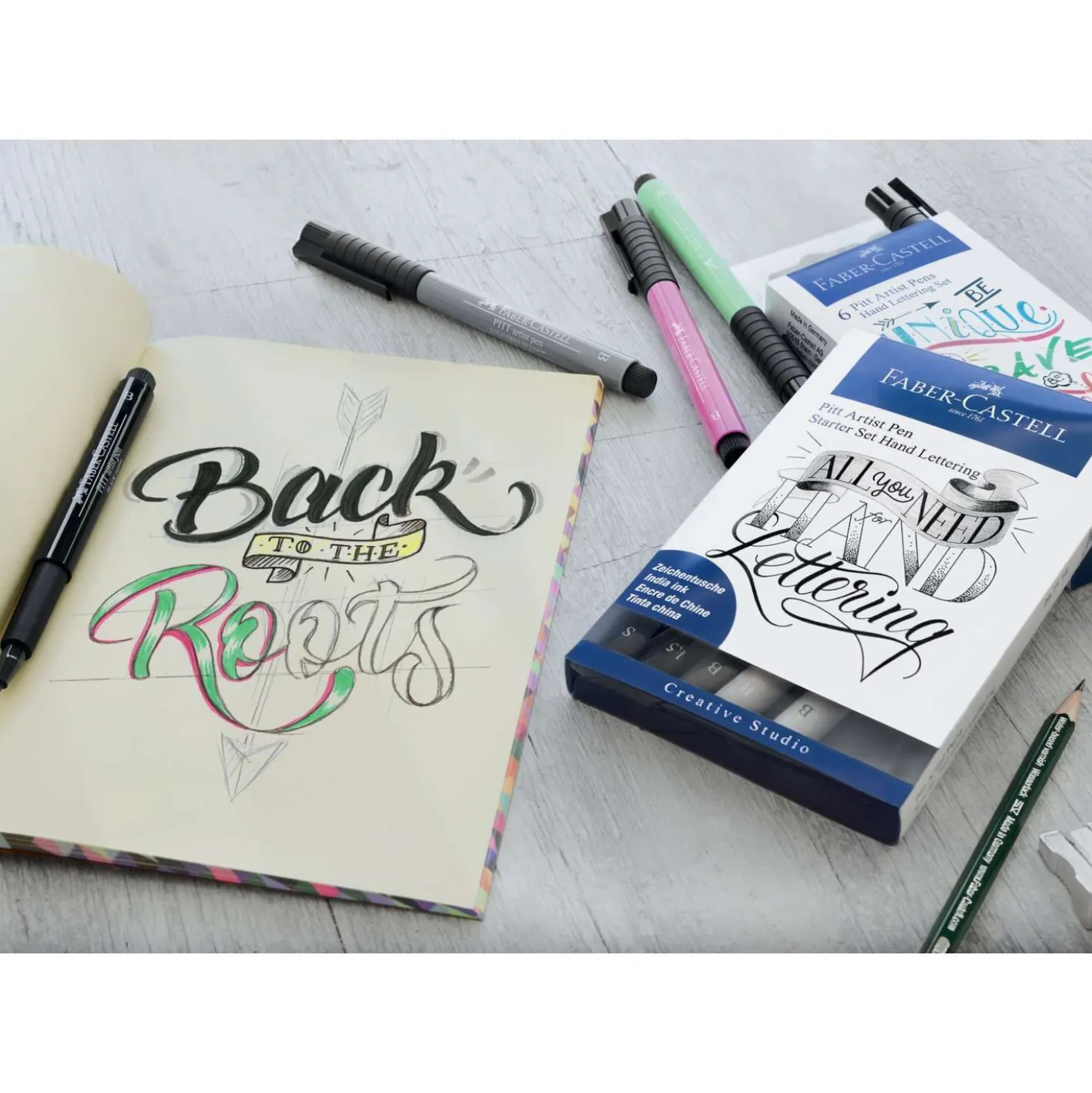 FABER-CASTELL PITT Artist Hand Lettering Tuschestift Set, Grautöne