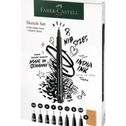 FABER-CASTELL Pitt Artist Pen-Set + Sketchbook