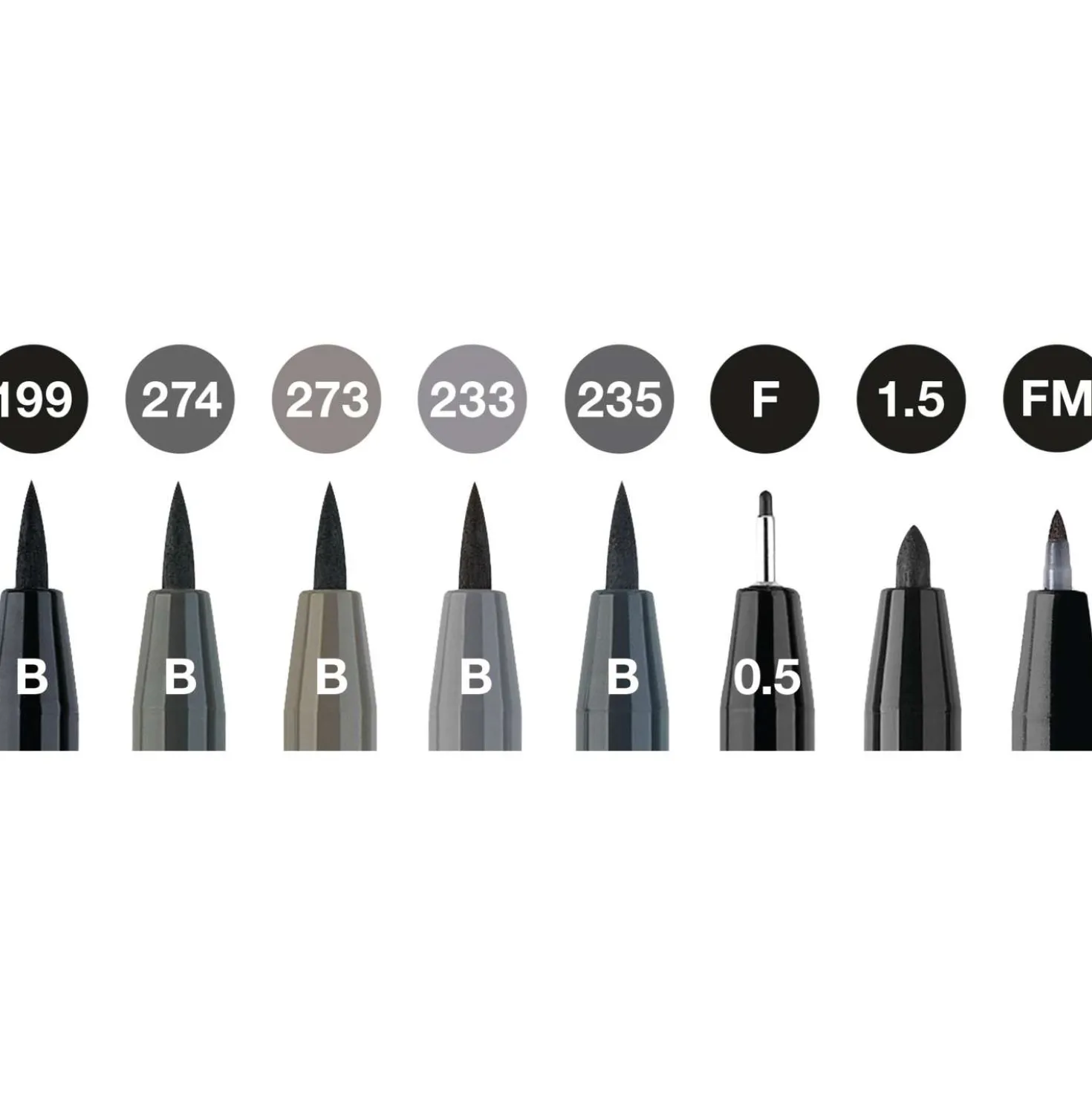 FABER-CASTELL Pitt Artist Pen Tuschestift, 8er-Set, Black & Grey