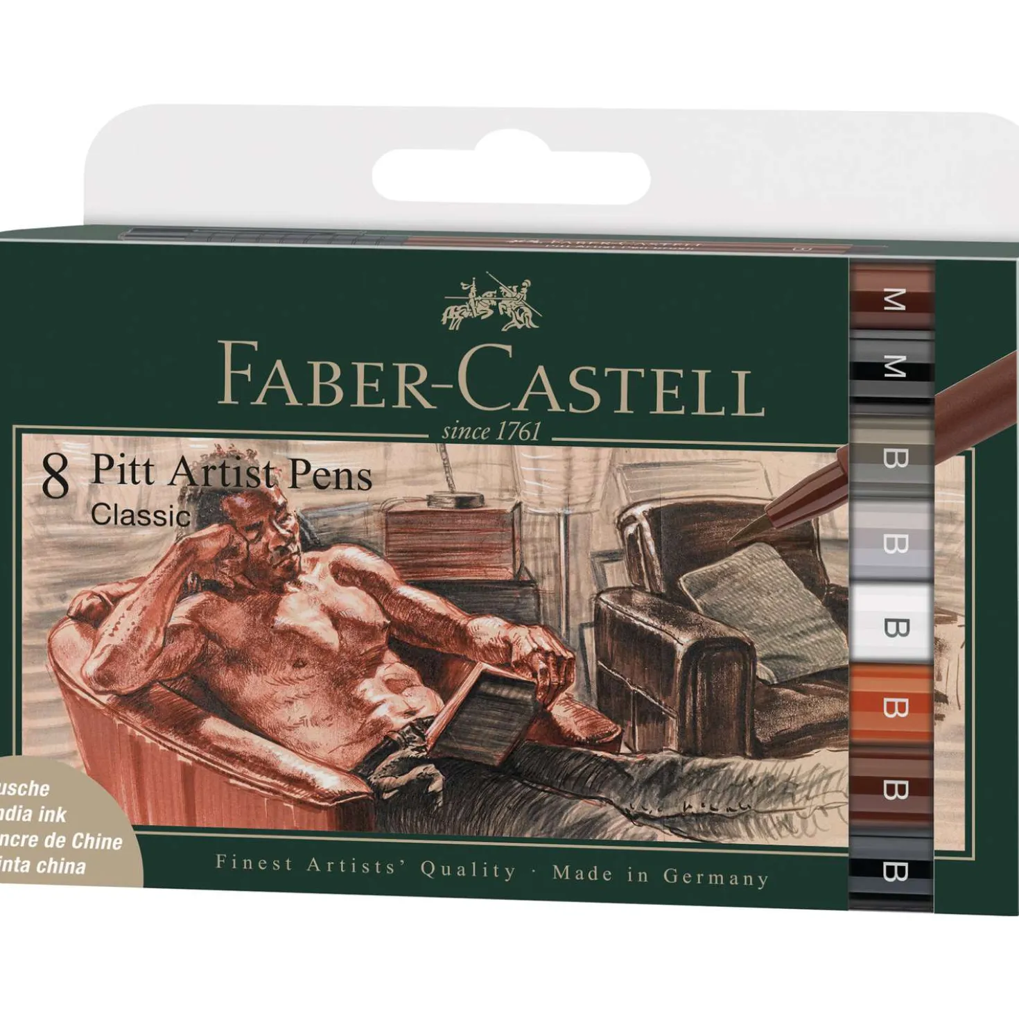 FABER-CASTELL Pitt Artist Pen Tuschestift, 8er-Set, Classic