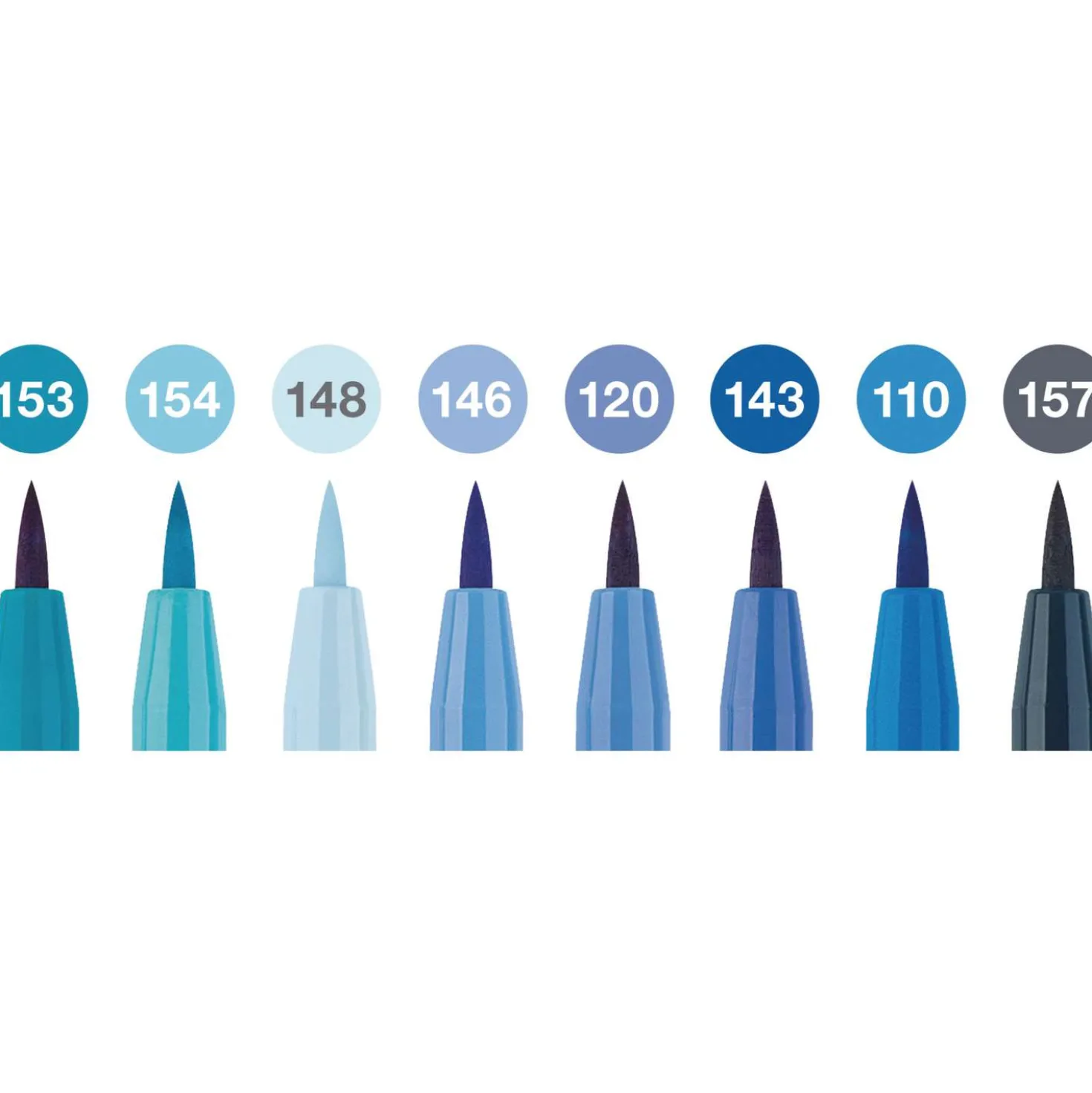 FABER-CASTELL Pitt Artist Pen Brush Tuschestift, 8er-Set, The Blues