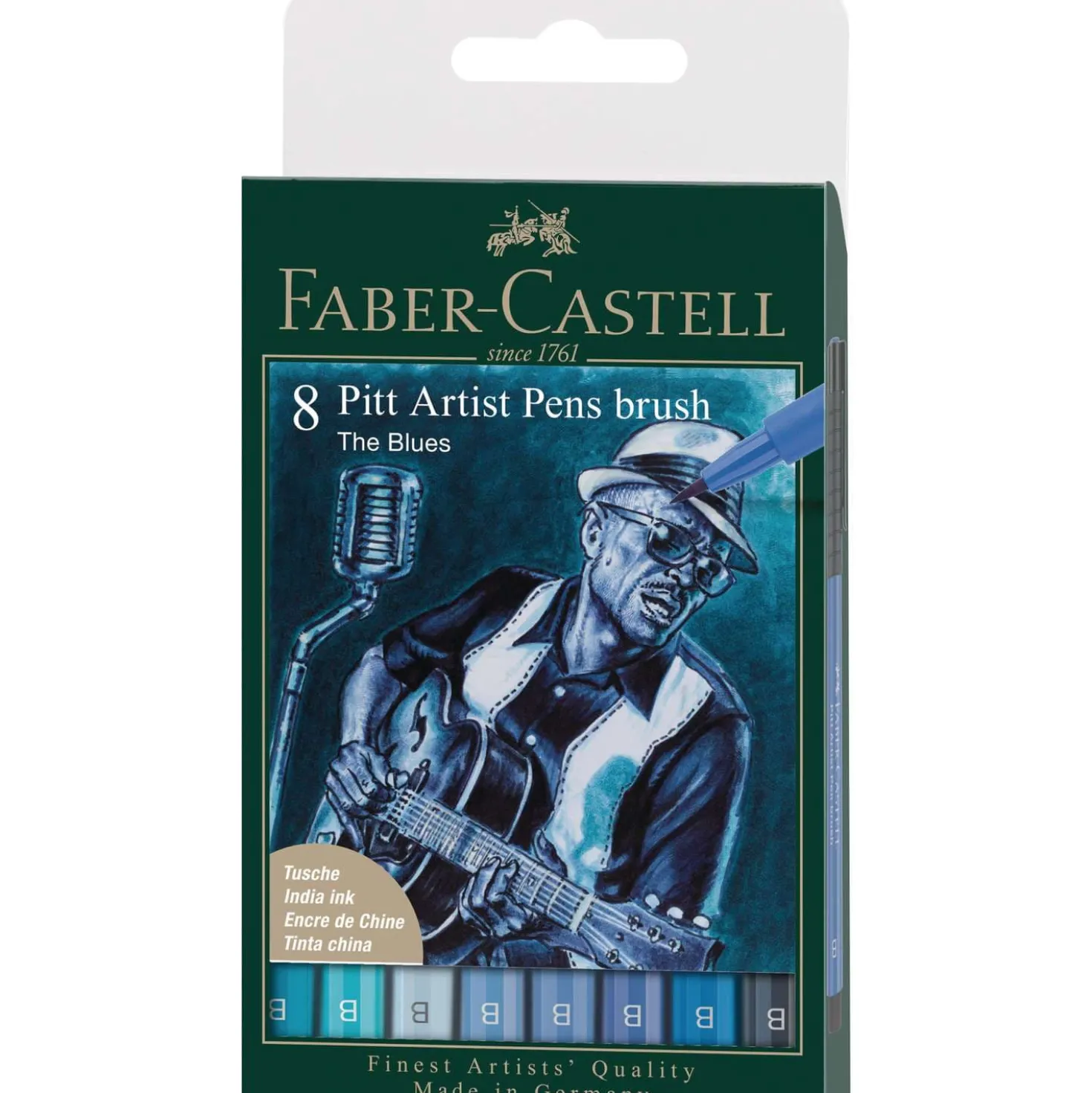 FABER-CASTELL Pitt Artist Pen Brush Tuschestift, 8er-Set, The Blues