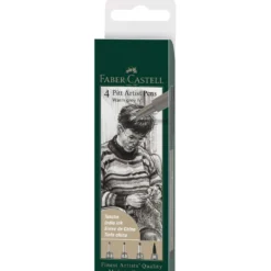 FABER-CASTELL Pitt Artist Pen Tuschestift, 4er-Set, warmgrau IV