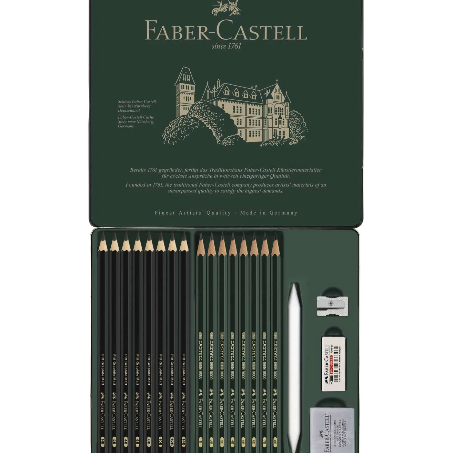 FABER-CASTELL PITT Graphite Matt & Castell 9000-Set im Metalletui