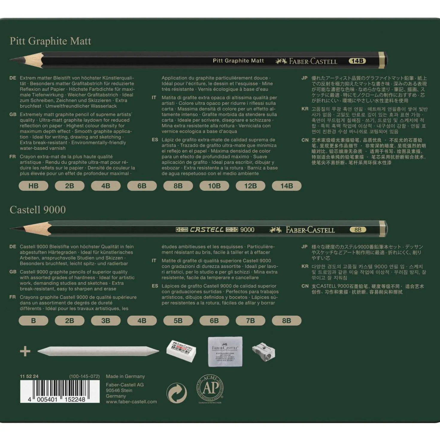 FABER-CASTELL PITT Graphite Matt & Castell 9000-Set im Metalletui