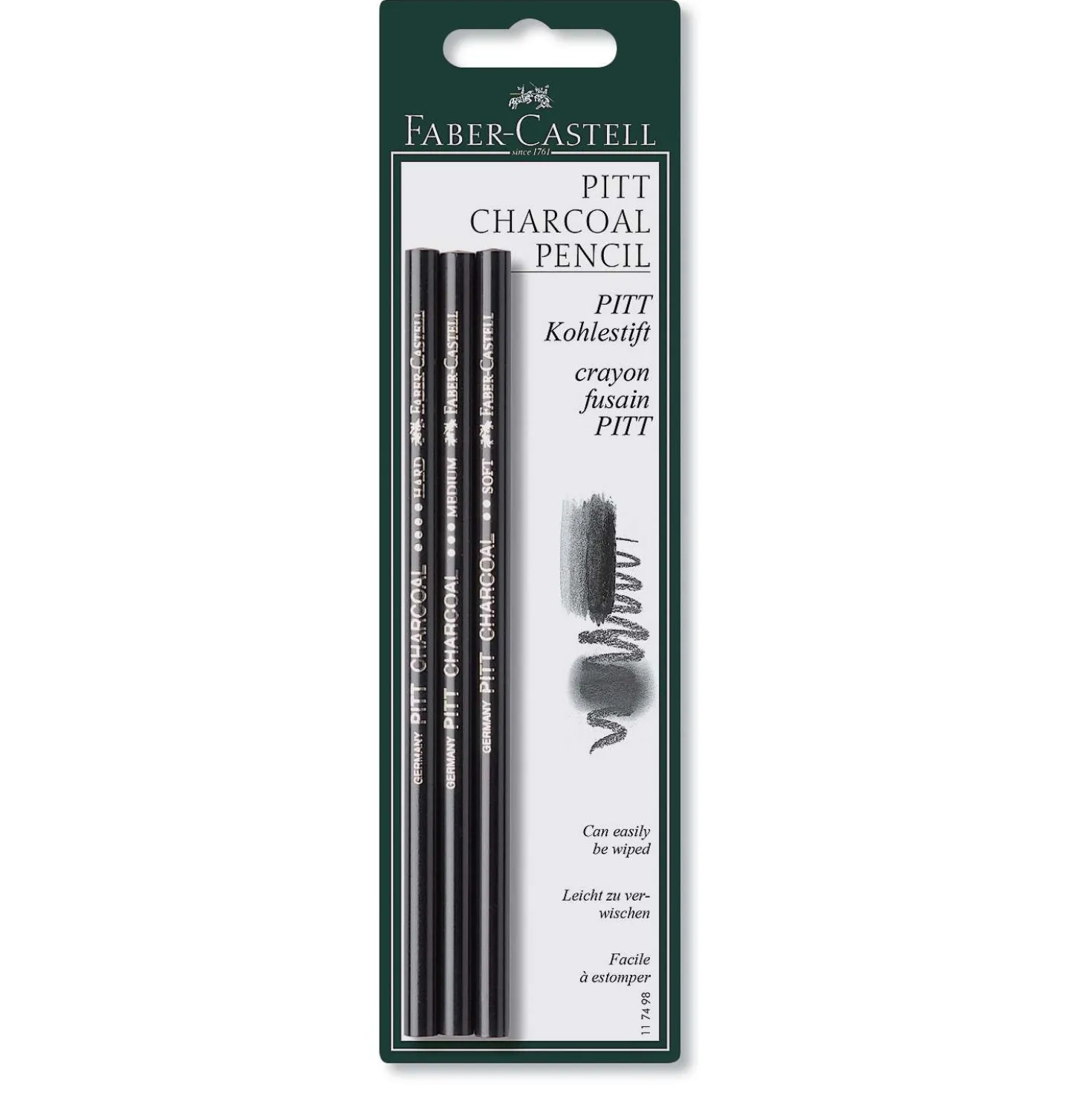FABER-CASTELL PITT Zeichenkohlestifte, 3er-Set