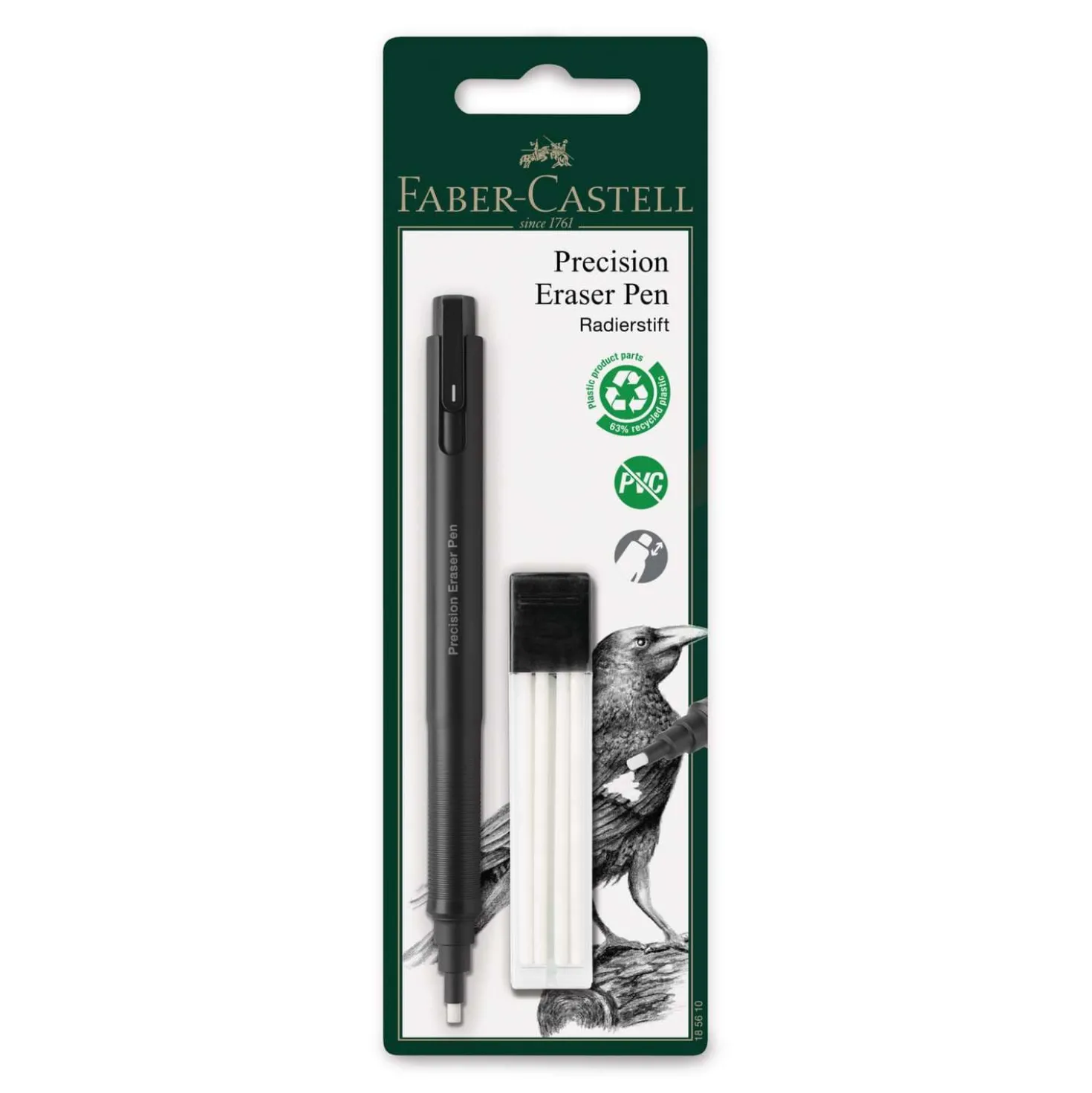 FABER-CASTELL Precision Eraser Pen, Radierstift mit 4 Ersatzradierern
