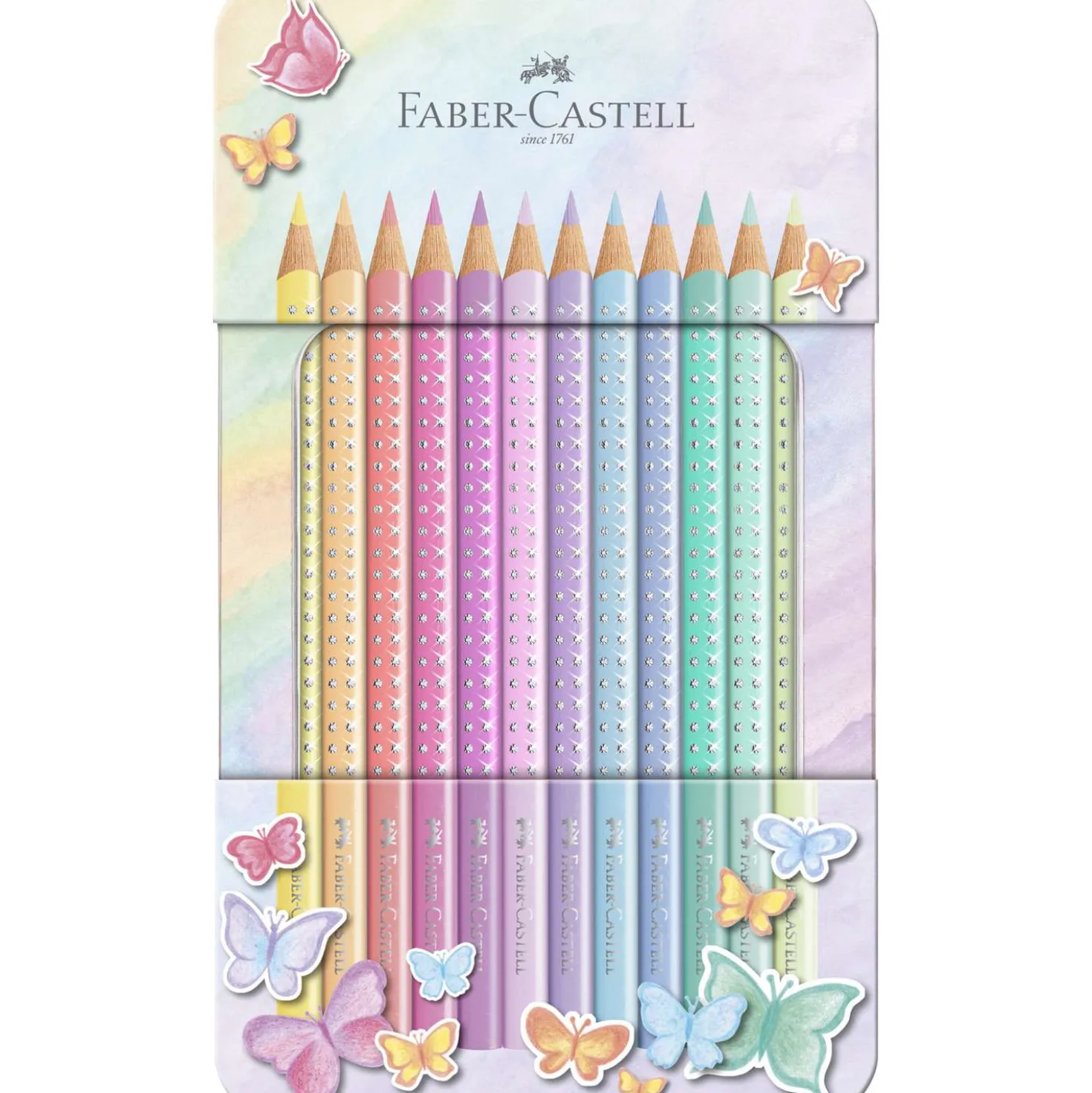 FABER-CASTELL Sparkle Pastell 12er Metalletui