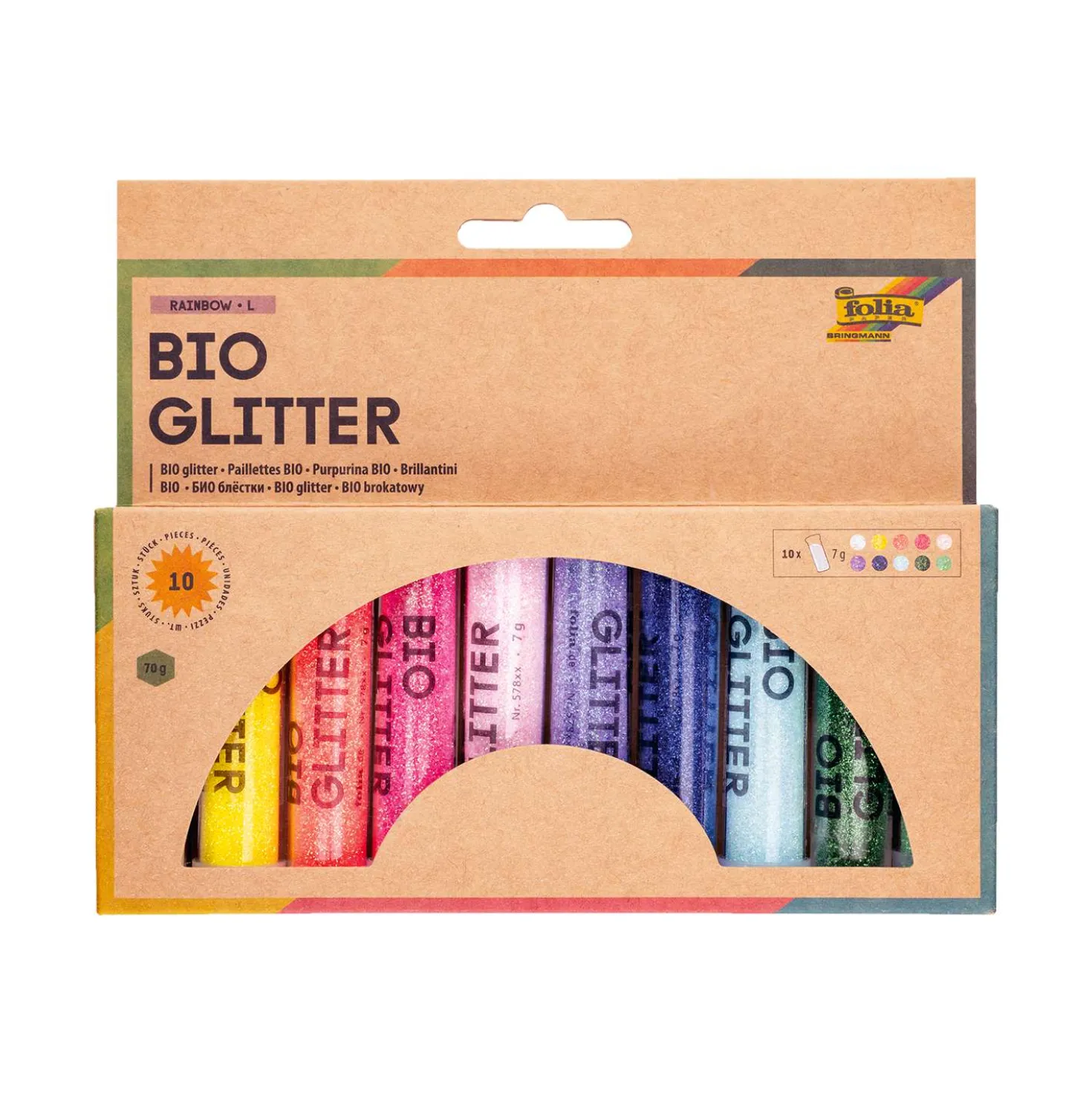 folia® Bio Glitter Mix Rainbow 10Stk.