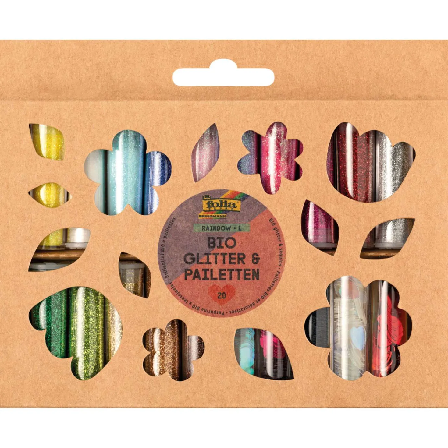 folia® Bio Glitter- und Pailletten-Set, 20 Tuben