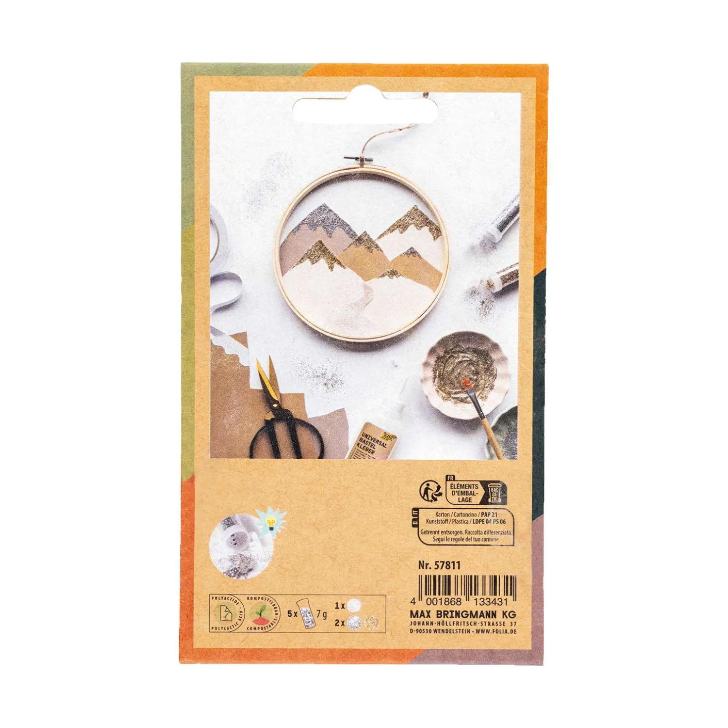 folia® Bio-Glitter-Mix-Sets, 5 Tuben