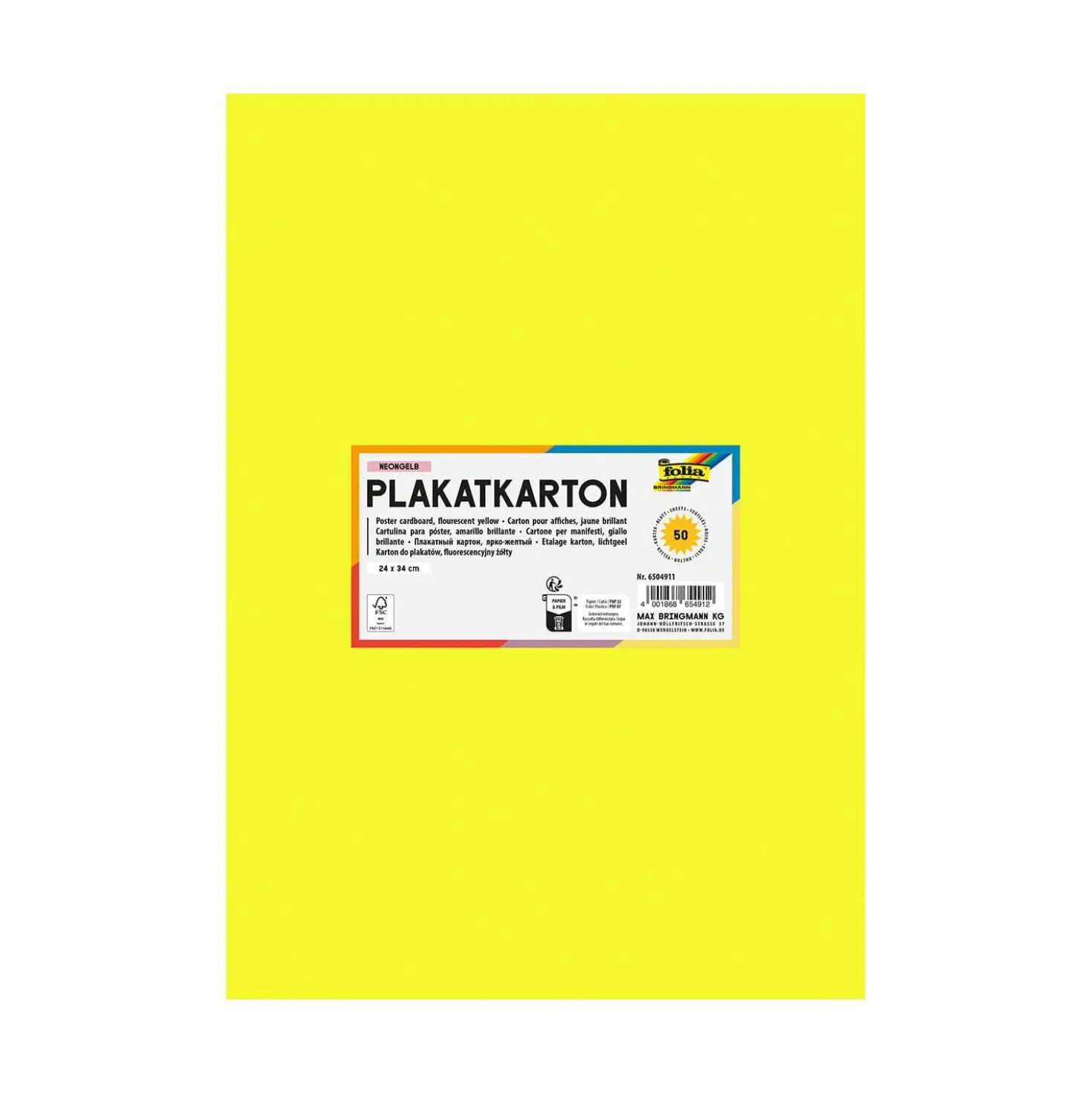 folia® Plakatkarton, 50 Blatt