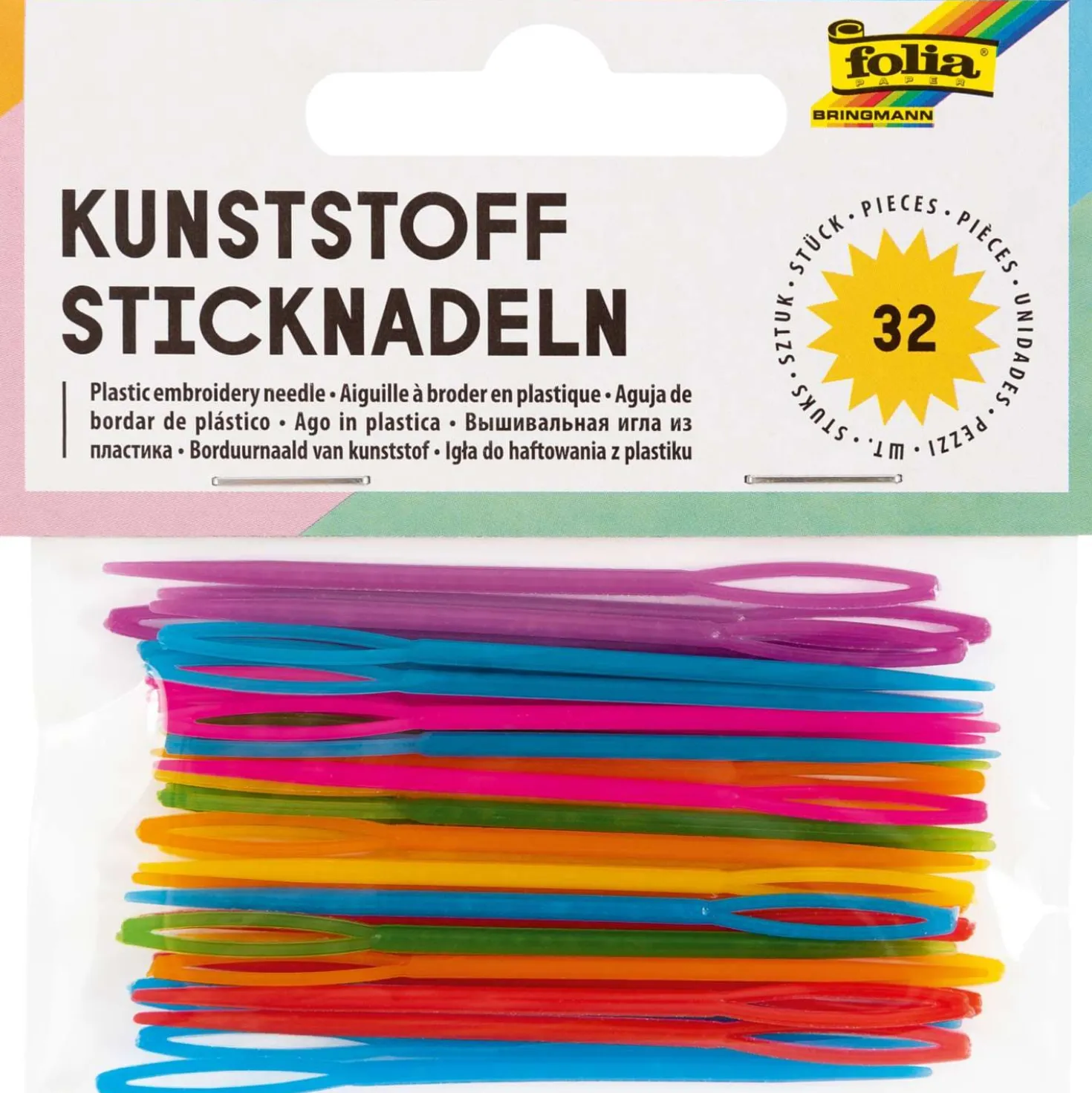 folia® Sticknadeln aus Kunststoff, 32 Stück