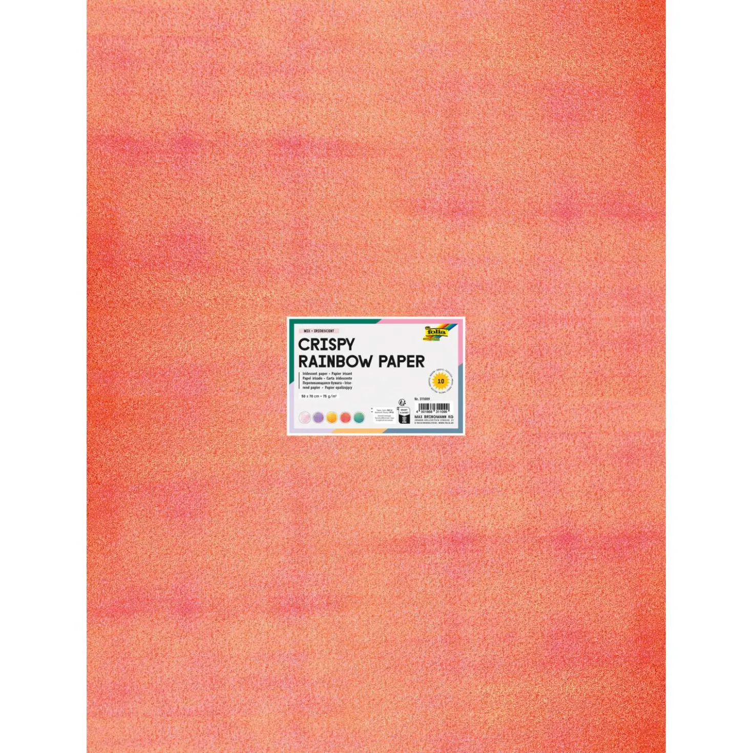 folia® Crispy Rainbow Paper Tonpapier, 10 Bogen
