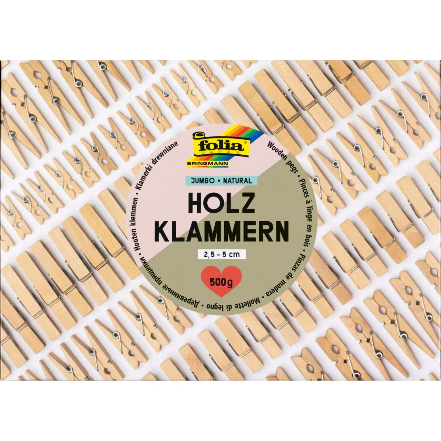folia® Holzklammern Natural Jumbo-Pack
