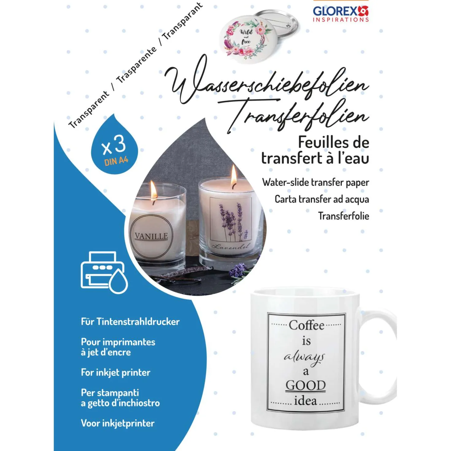 GLOREX Wasserschiebefolie für Tintenstrahldrucker