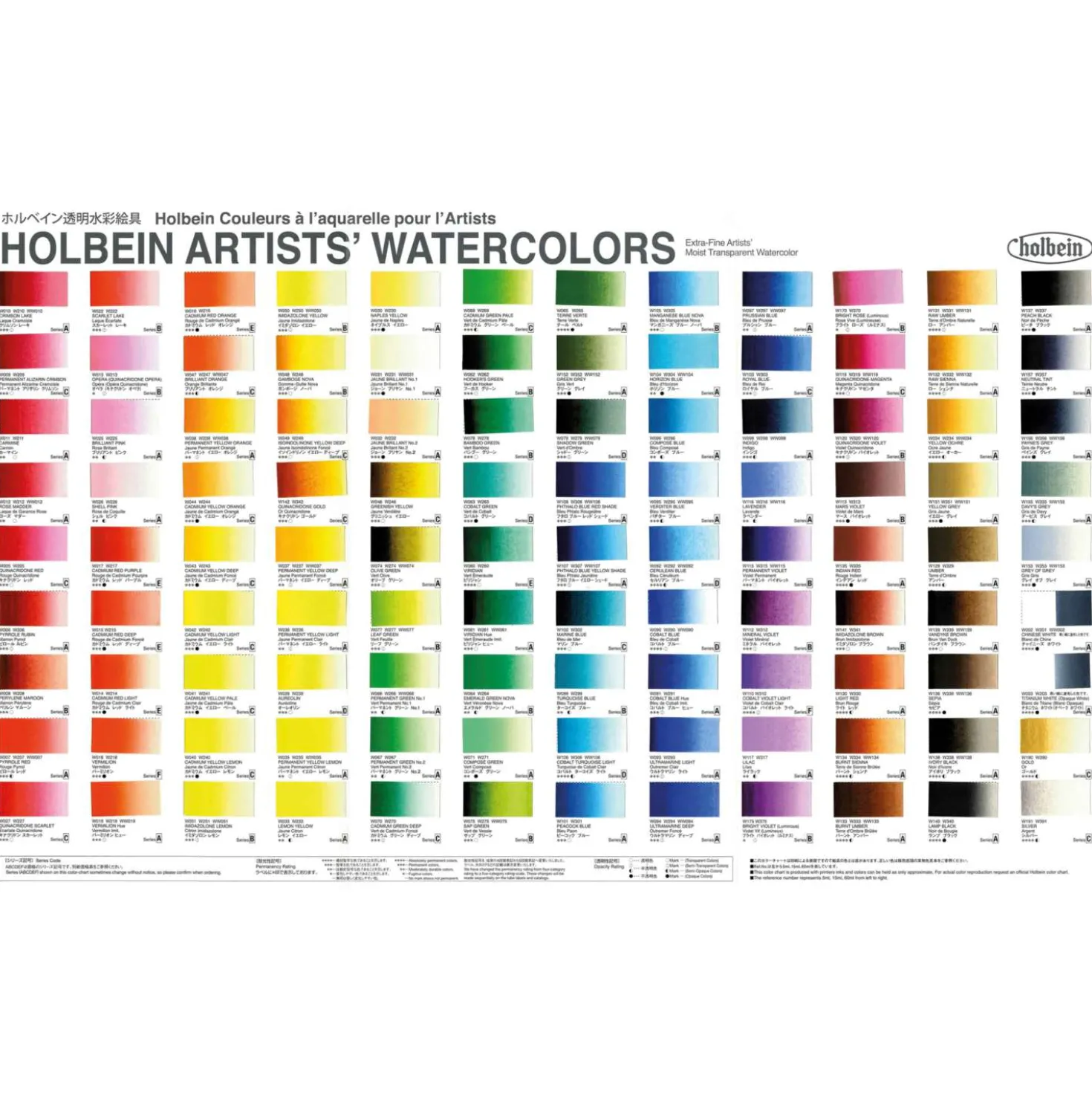 HOLBEIN Künstler-Aquarellfarbe Farbkarte