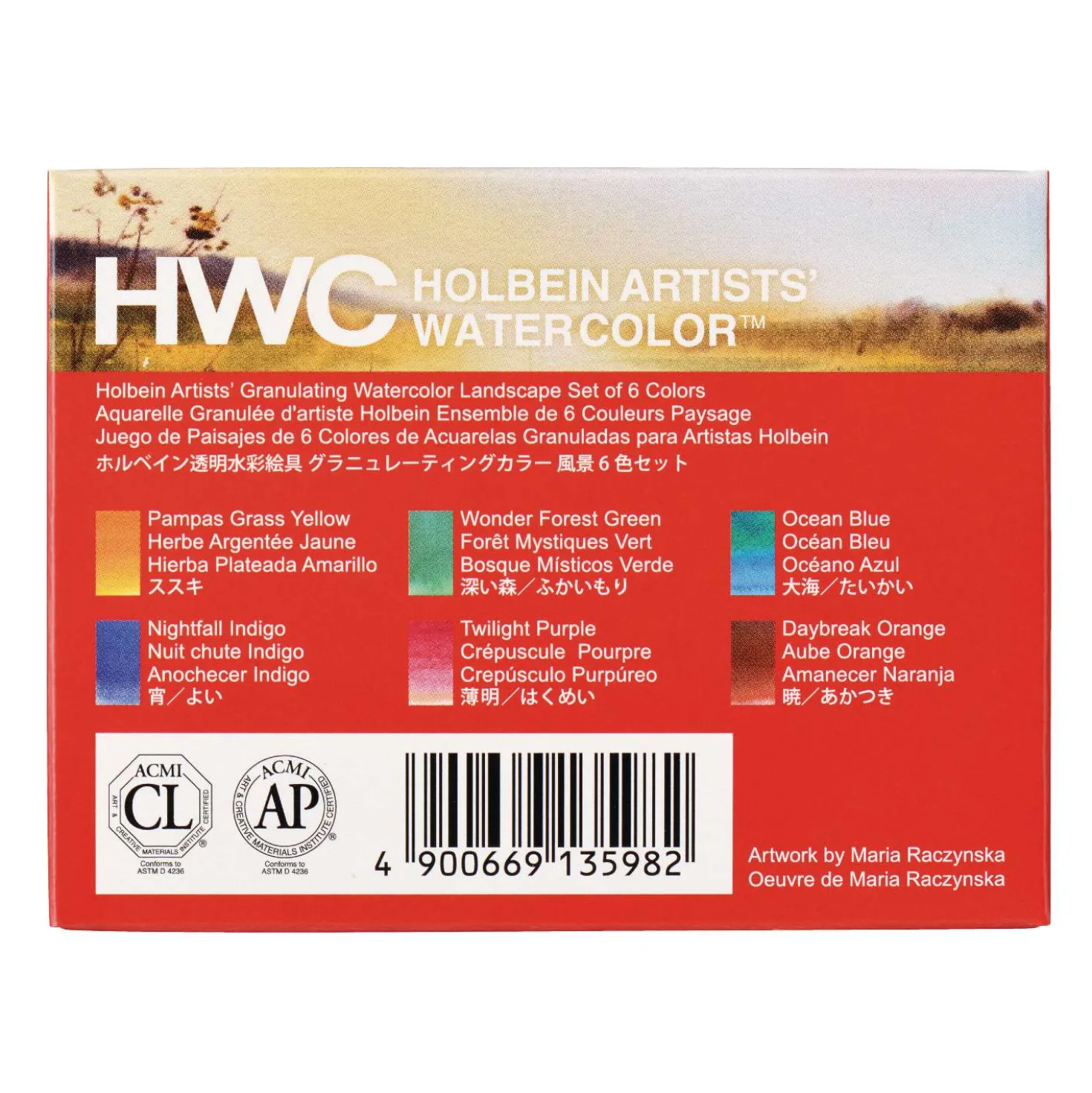 HOLBEIN Künstler-Aquarellfarben 6er-Sets, granulierend