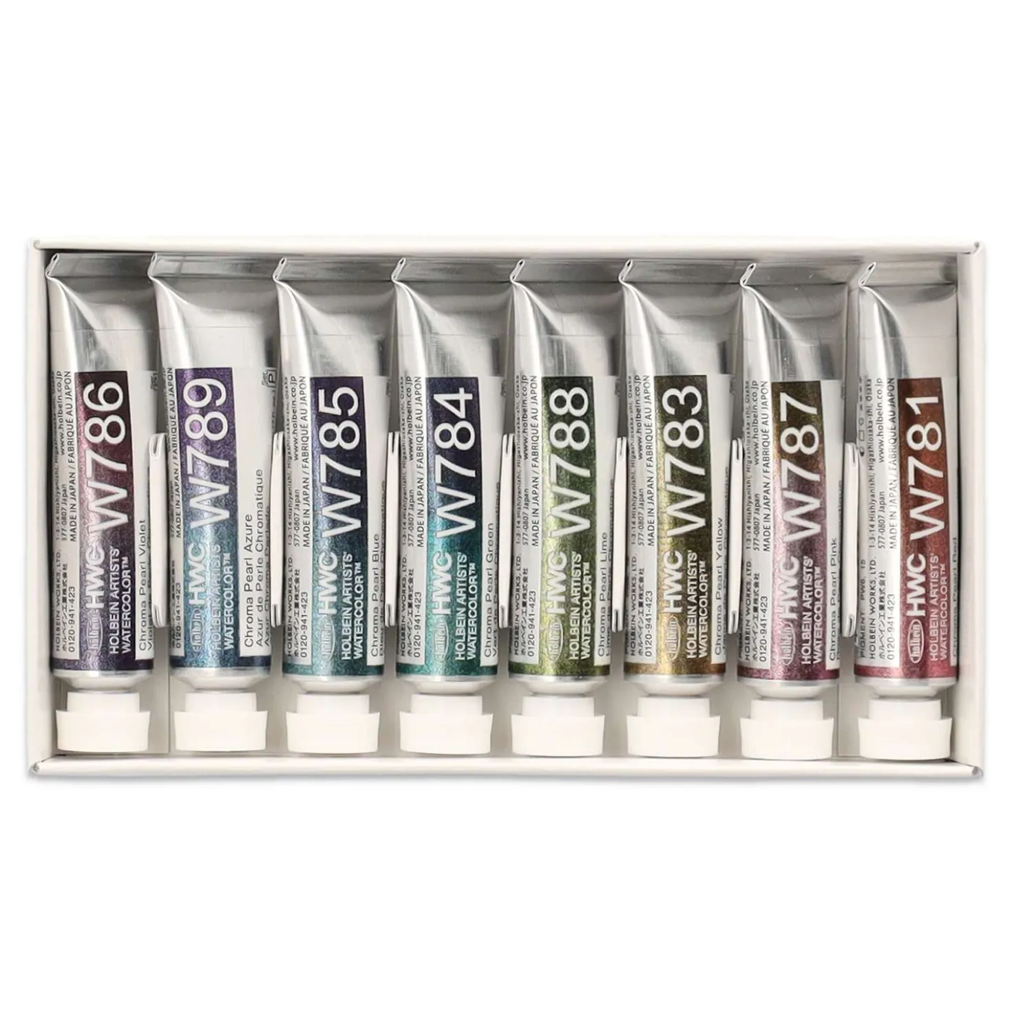 HOLBEIN Künstler-Aquarellfarbe CHROMA PEARL Set, 8 Farben je 5 ml
