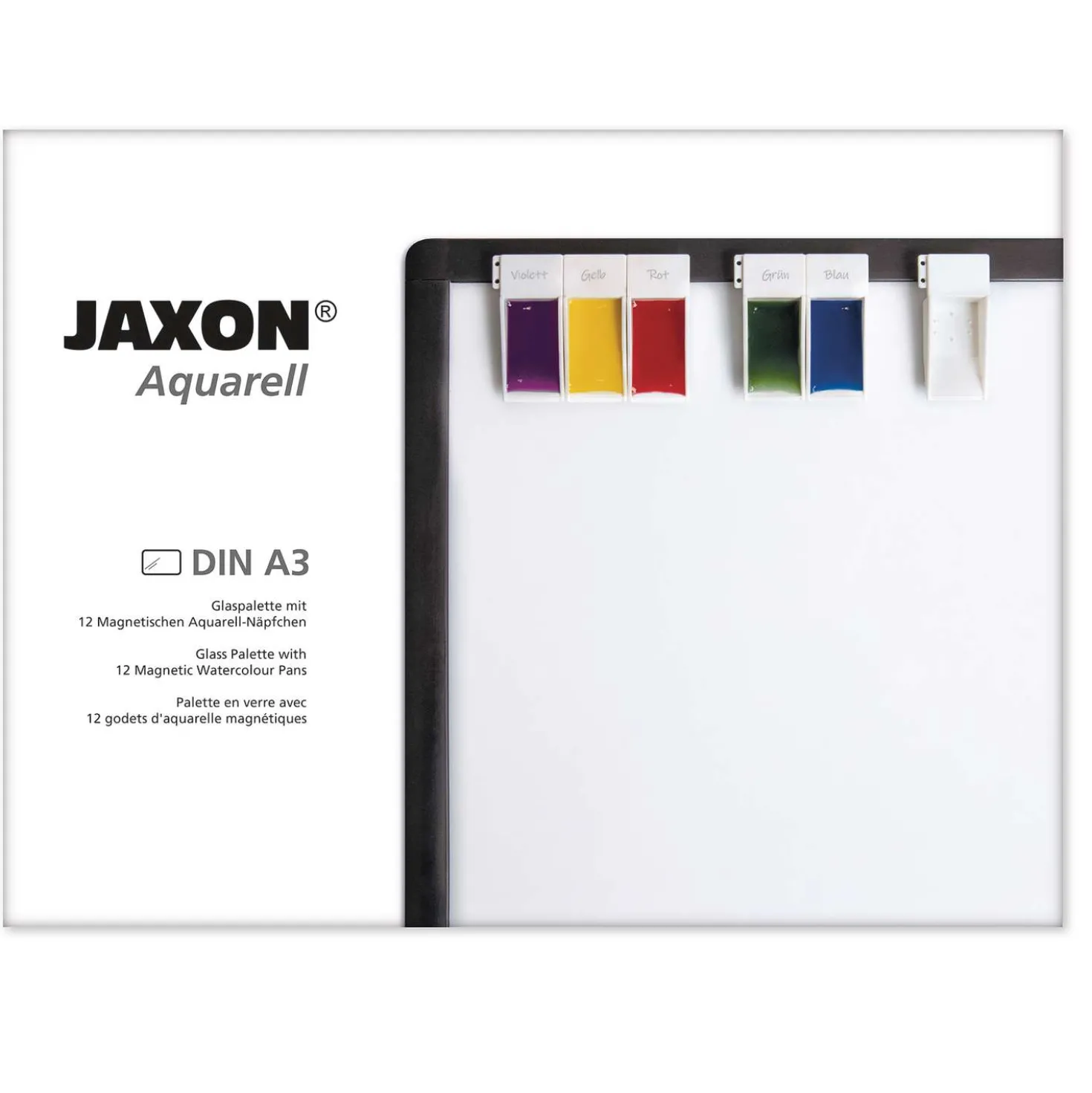 JAXON® Glaspalette mit 12 magnetischen Aquarell-Näpfchen
