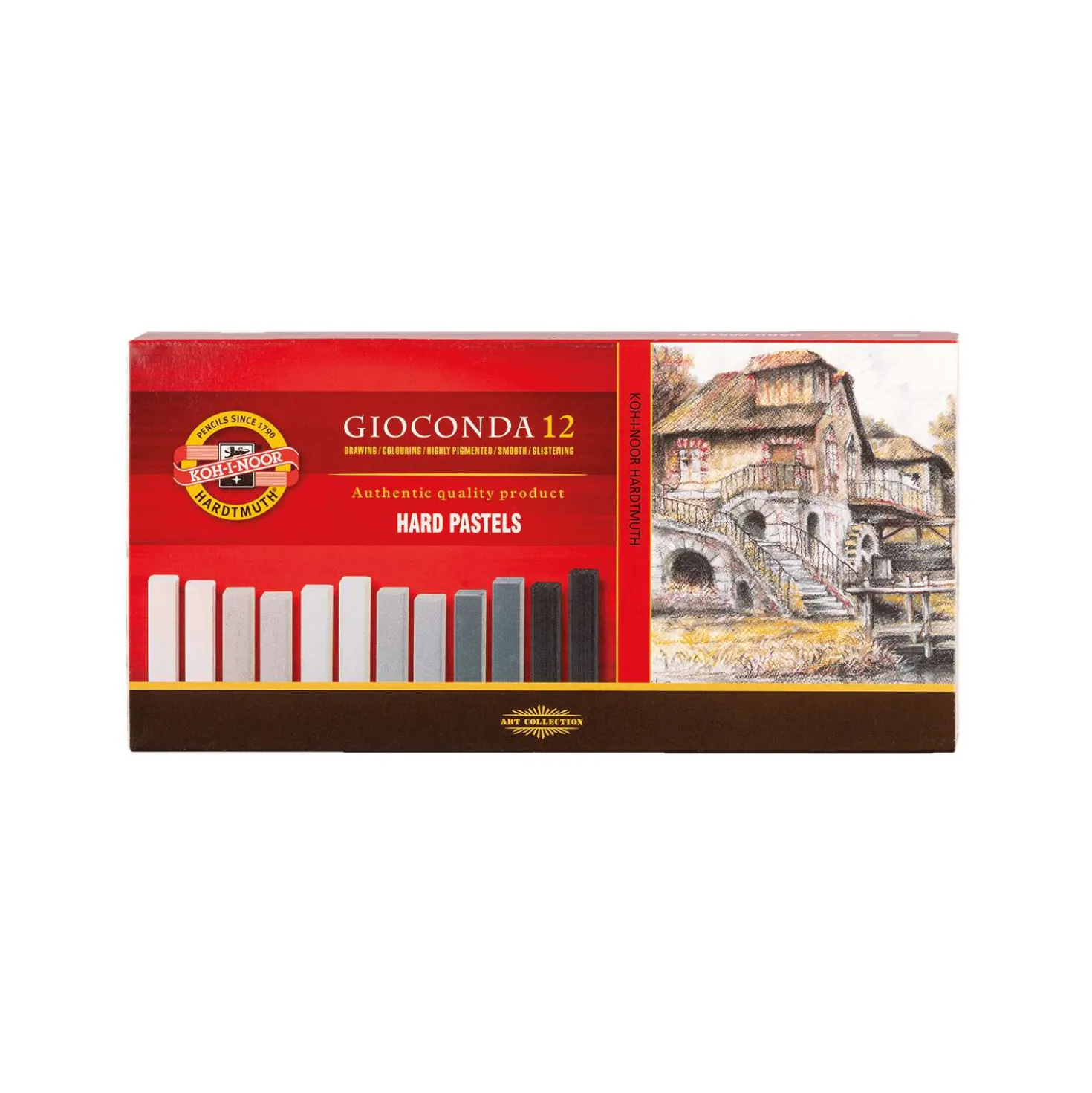 KOH-I-NOOR GIOCONDA Pastellkreide, Brauntöne und Grautöne 12er Set