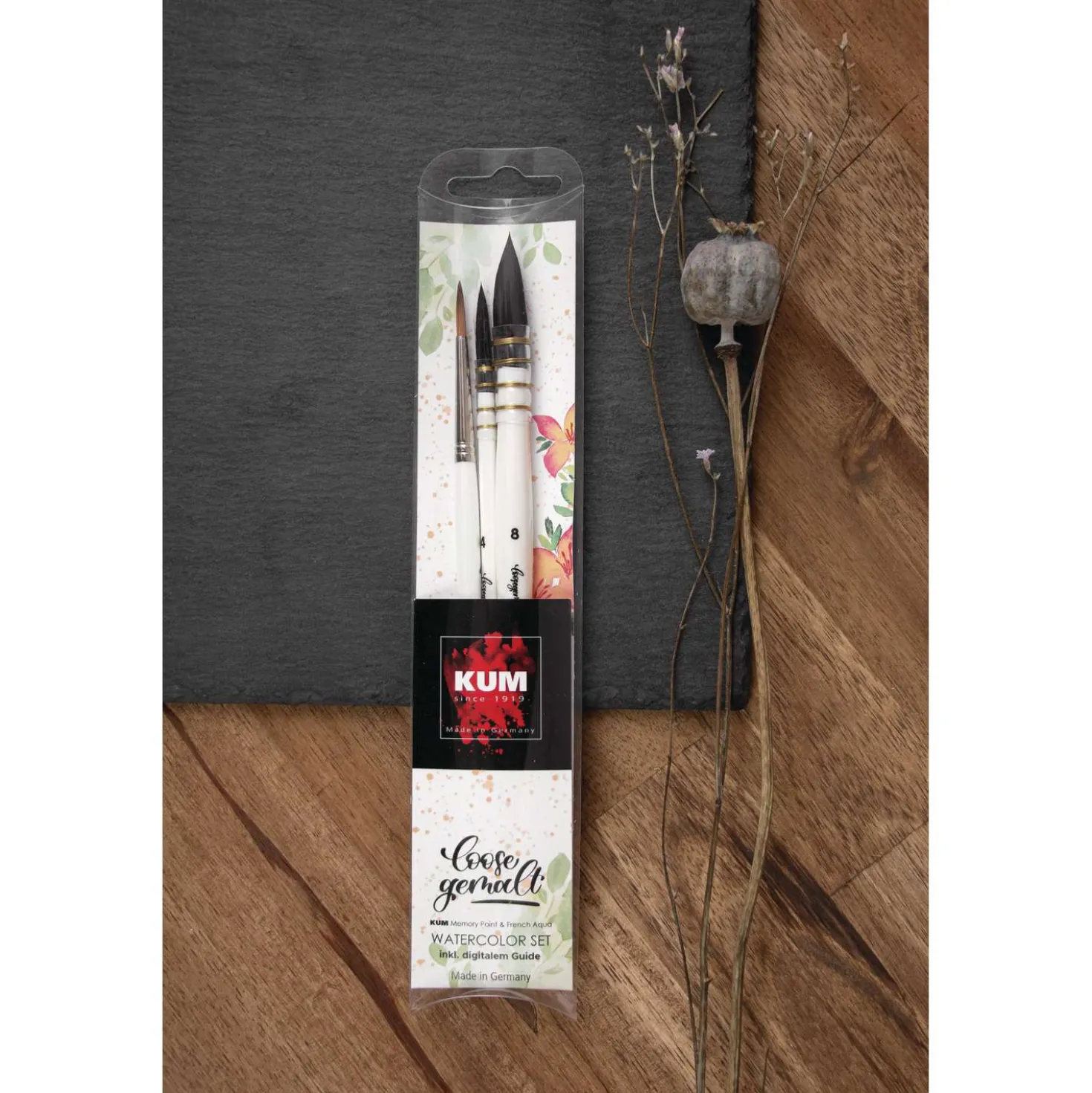 KUM® x loosegemalt, Aquarellpinsel-Set, 3-teilig