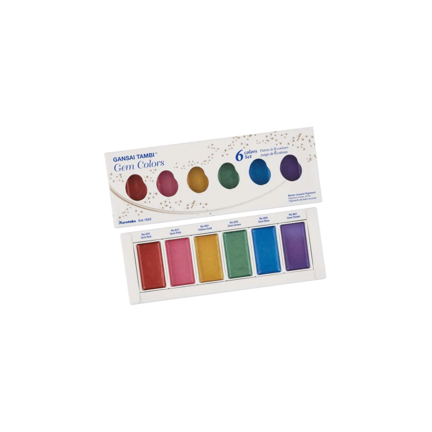 Kuretake Gansai Tambi™ Gem Colors Aquarellfarben Set mit 6 Edelsteinfarben