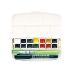 Kuretake ZIG® transparentes Aquarellset, 14 Farben + 2 Stifte