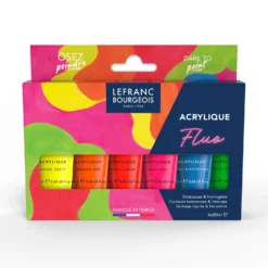 LEFRANC BOURGEOIS Feine Acrylfarbe Fluorescent Set, 6 × 20 ml